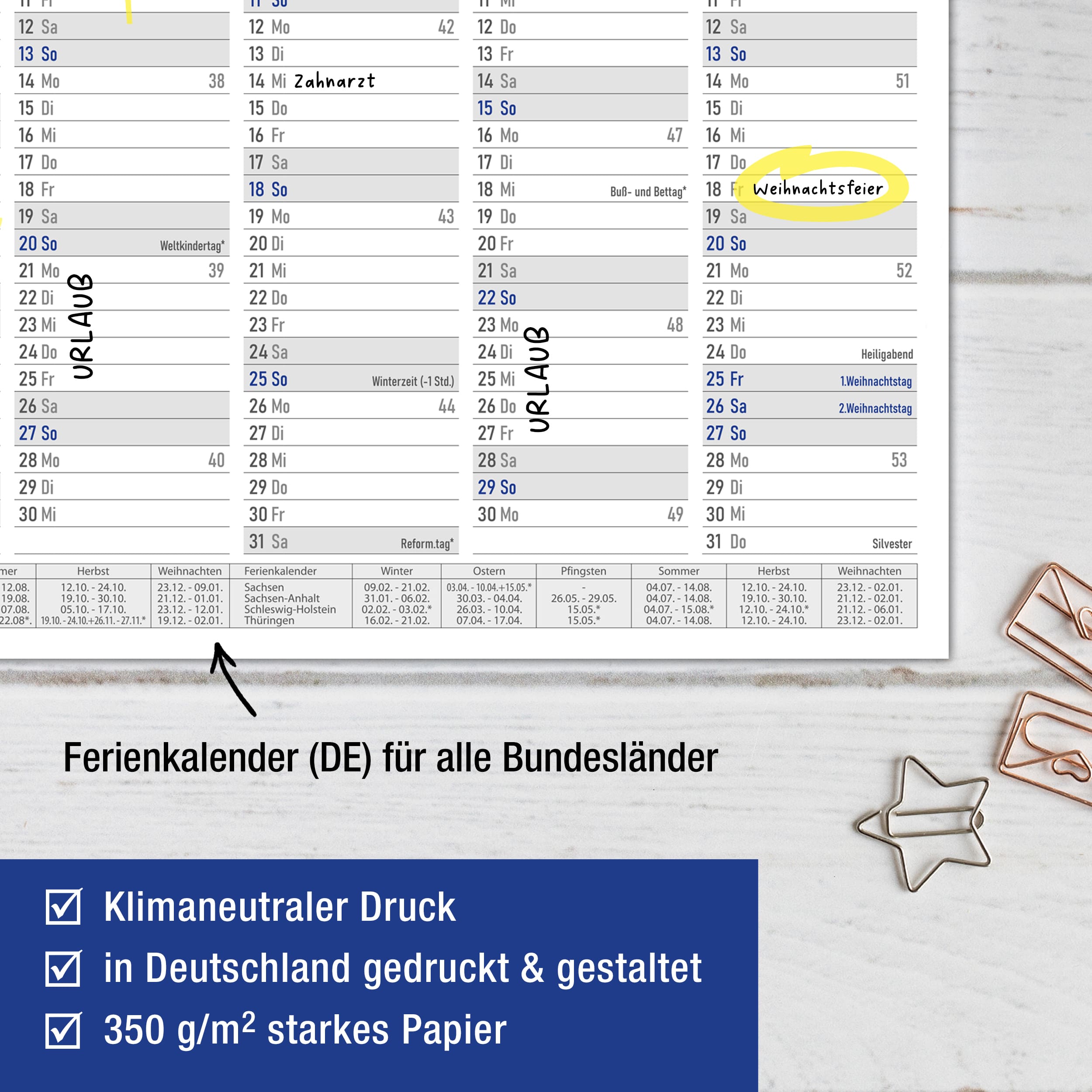 Tafelkalender 2026 "Blau" Tafelkalender 2026 "Blau"