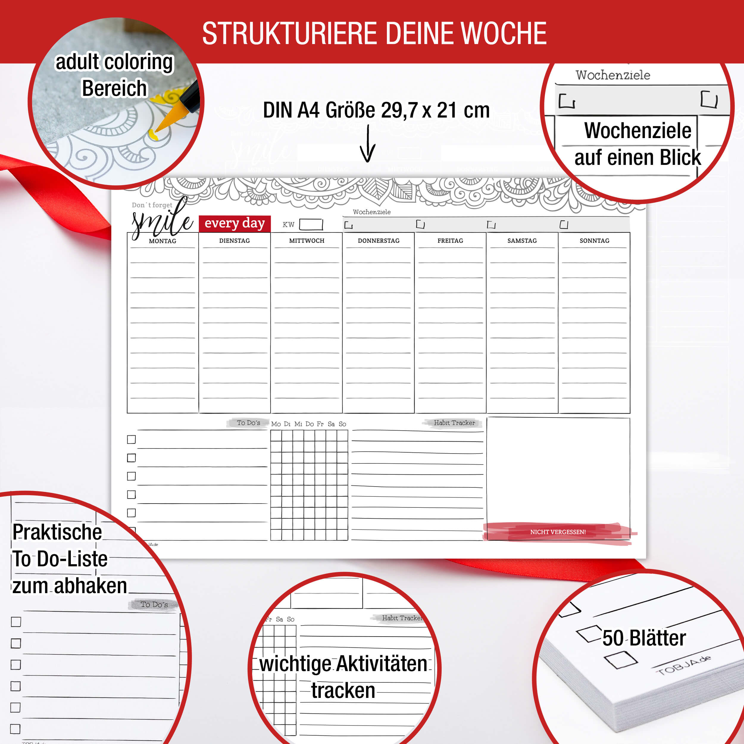 Wochenplaner A4 50 Blatt "every day"