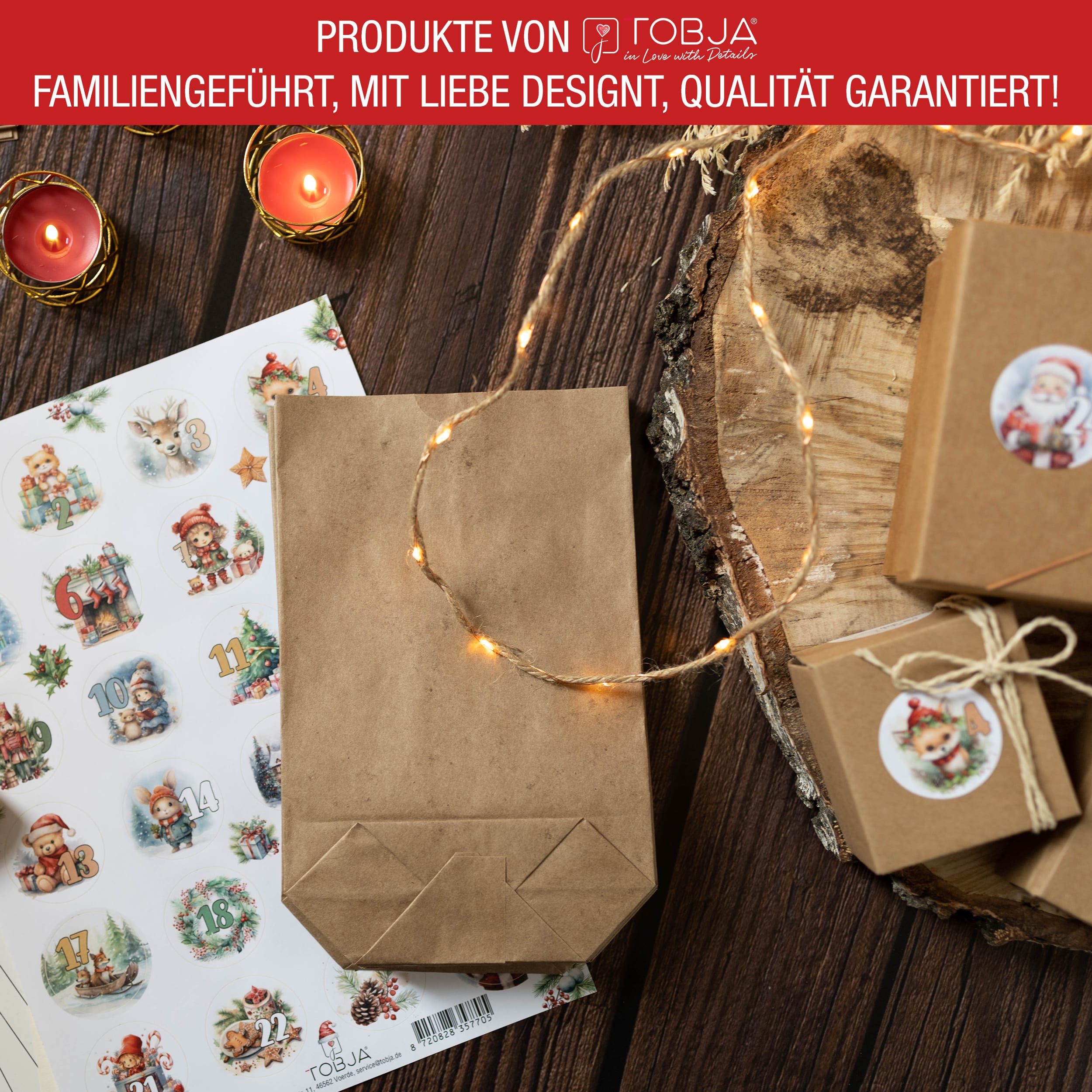 Adventskalender mit 24 Aufkleber bunt Adventskalender mit 24 Aufkleber bunt