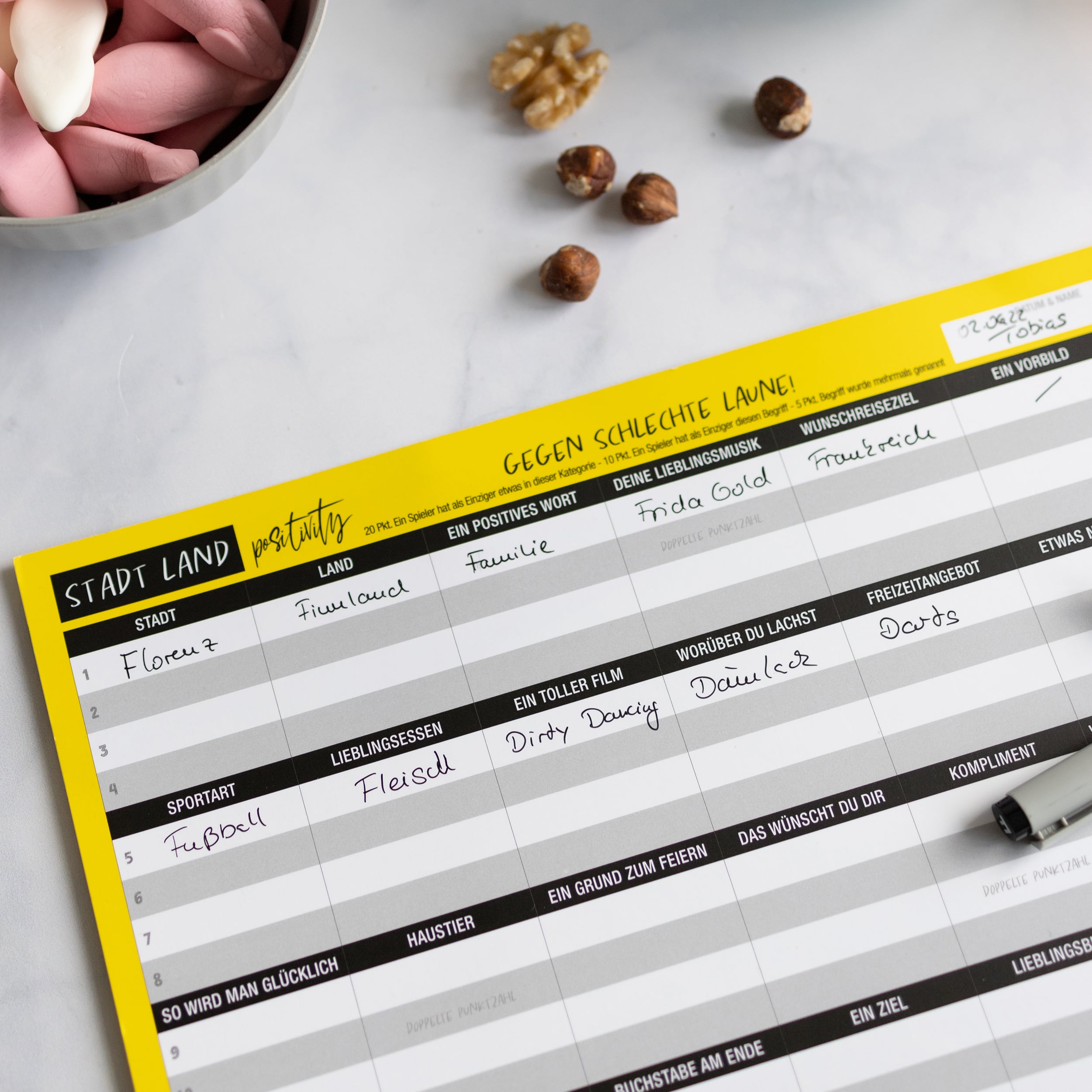 Stadt Land Positivity - wiederverwendbar 4 Spieler