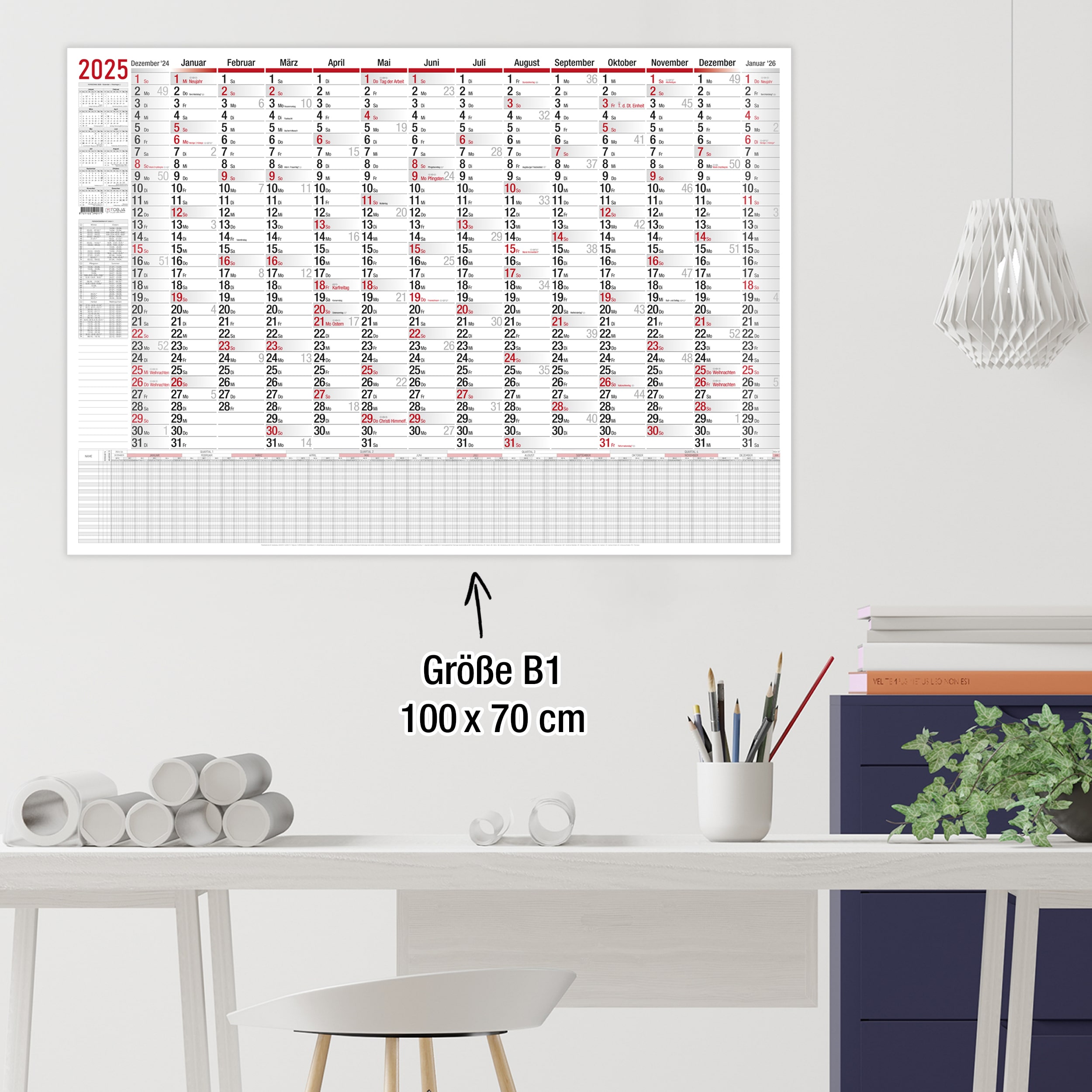 B1 Wandkalender 2026 beidseitig