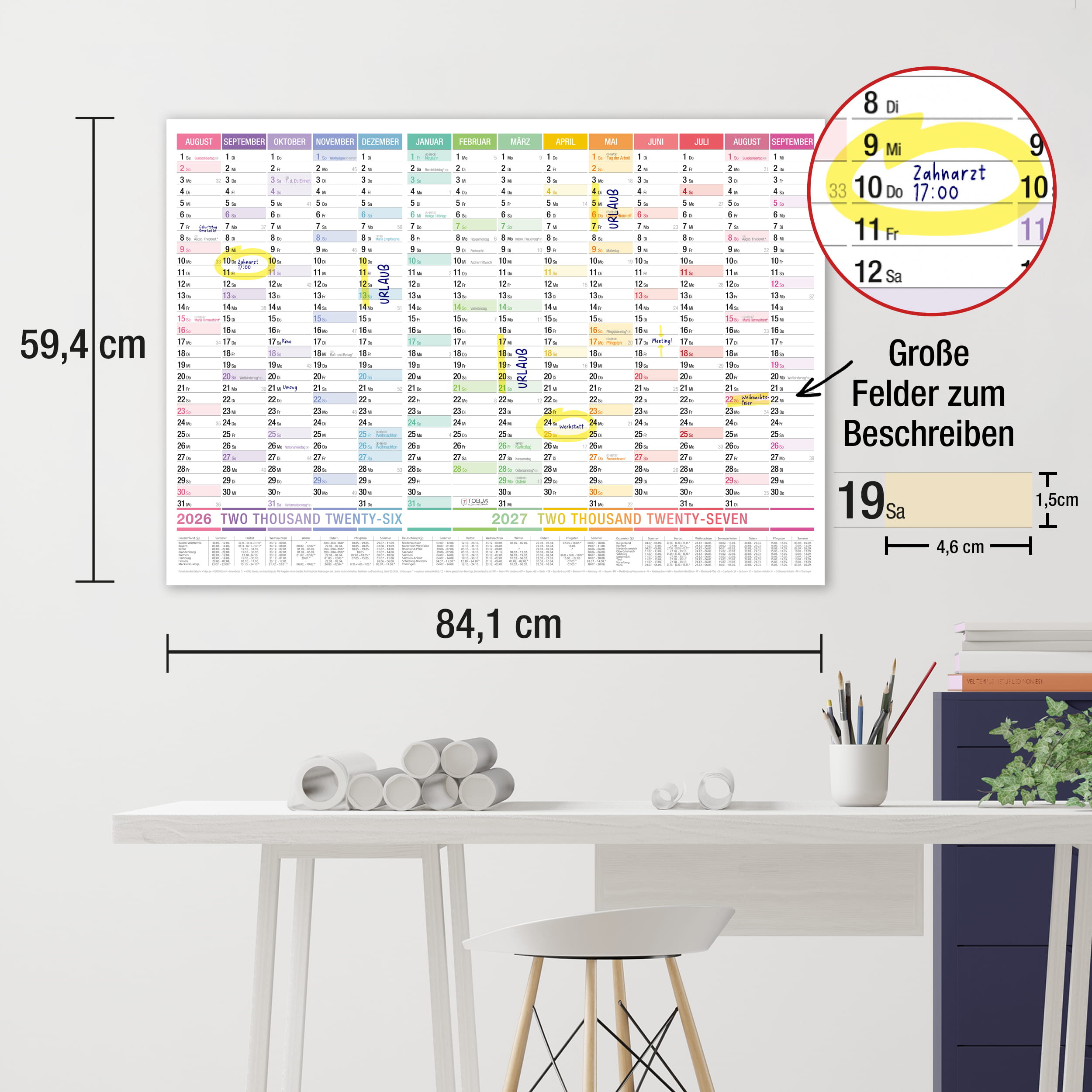 Schuljahreskalender A1 2026/2027 „Colorline"