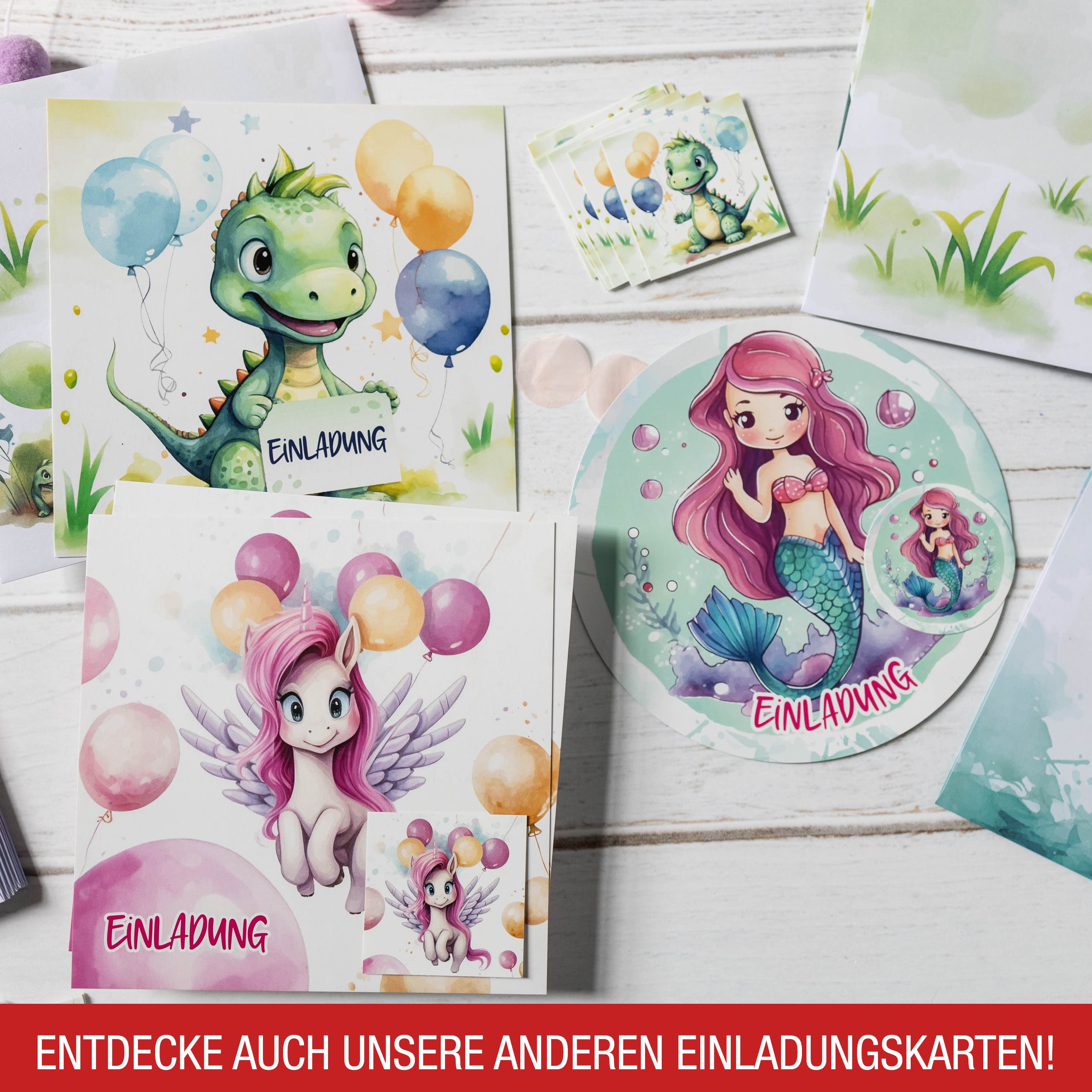 Einladungskarten Bagger inkl. Sticker 10er Set XXL Bagger Einladungskarten für Kindergeburtstag