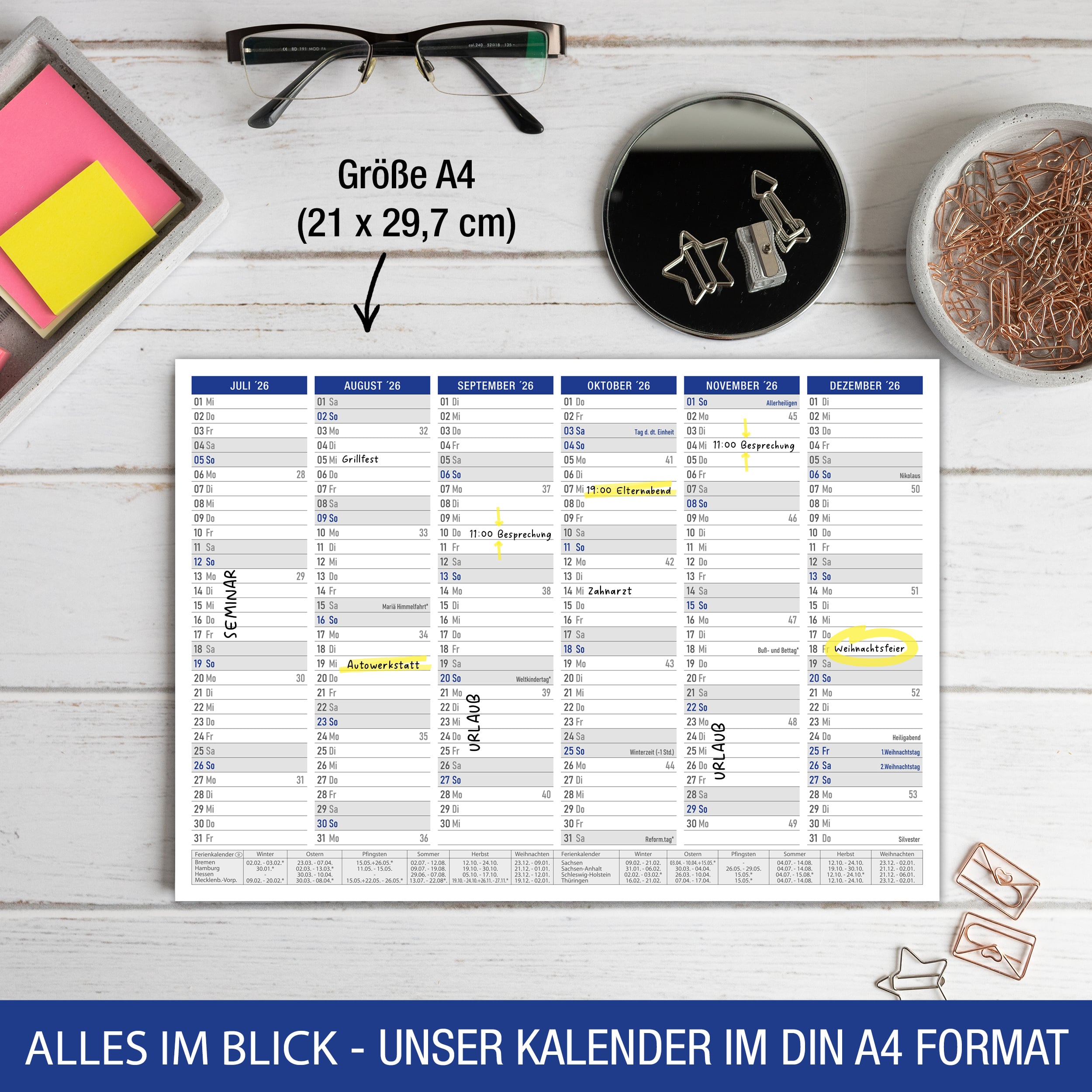 Tafelkalender 2026 "Blau" Tafelkalender 2026 "Blau"