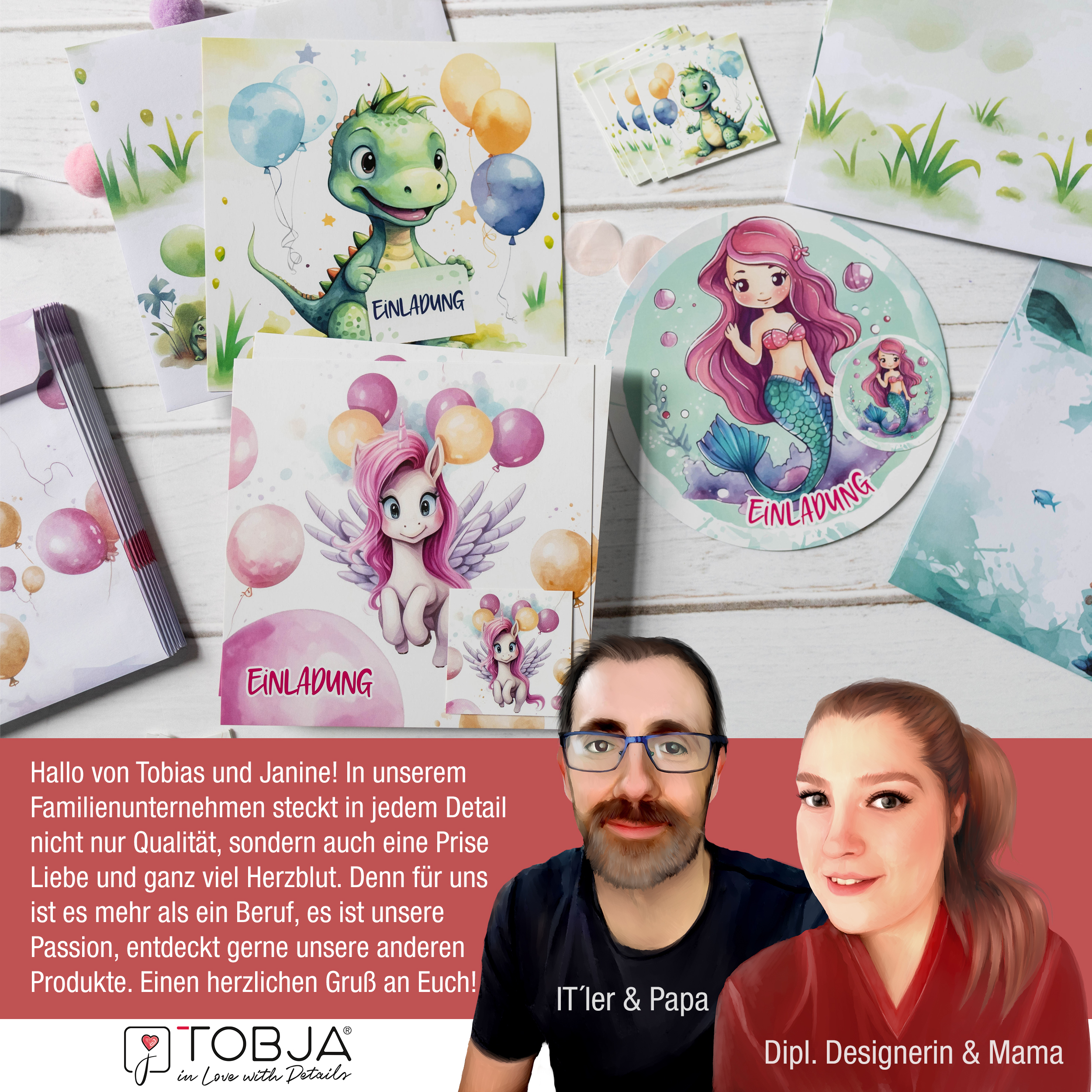 Einladungskarten Eule Graffiti inkl. Sticker 10er Set