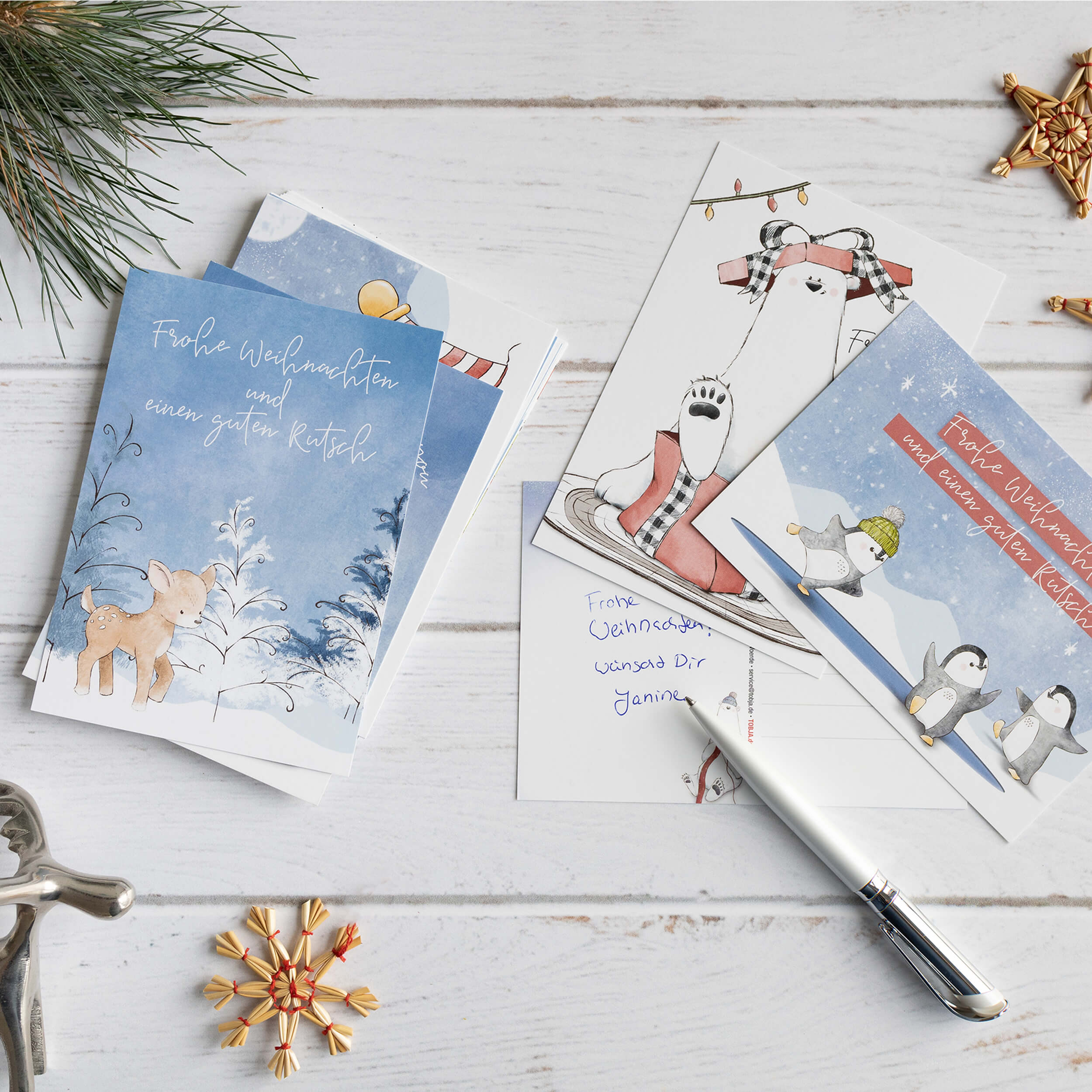 Weihnachtspostkarten "Tiere im Schnee"