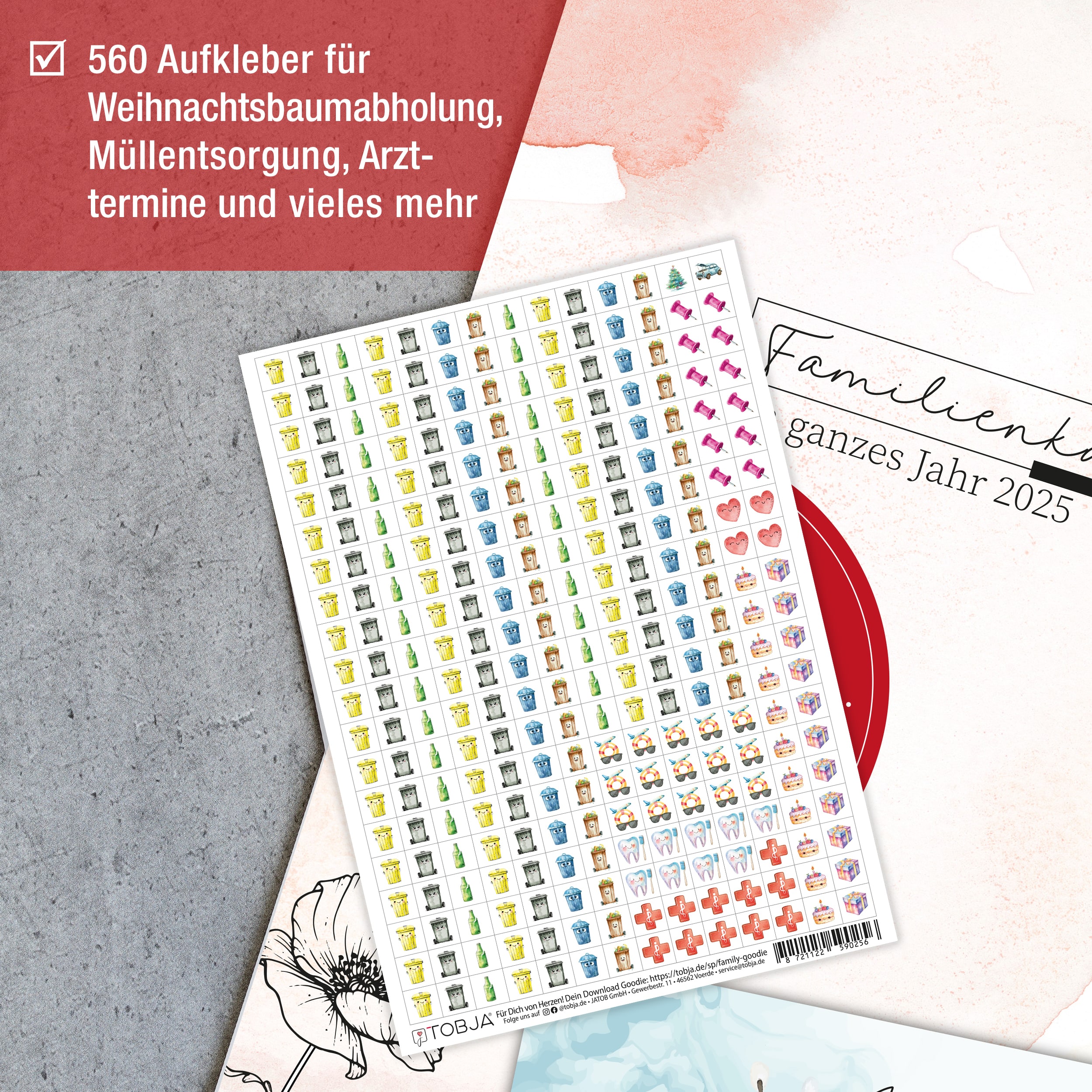 Kalender Sticker Set "Aquarell"