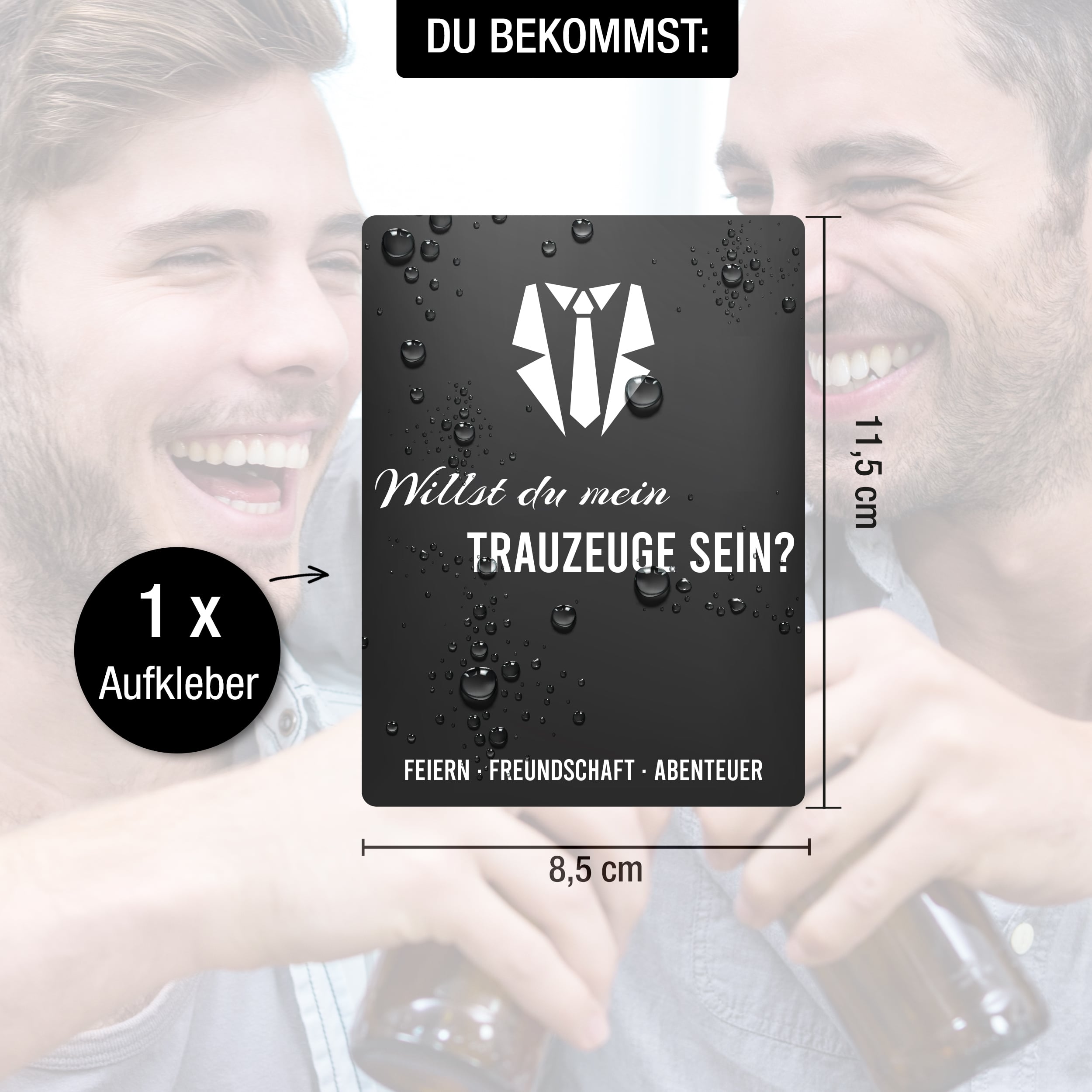 Trauzeuge Aufkleber Black