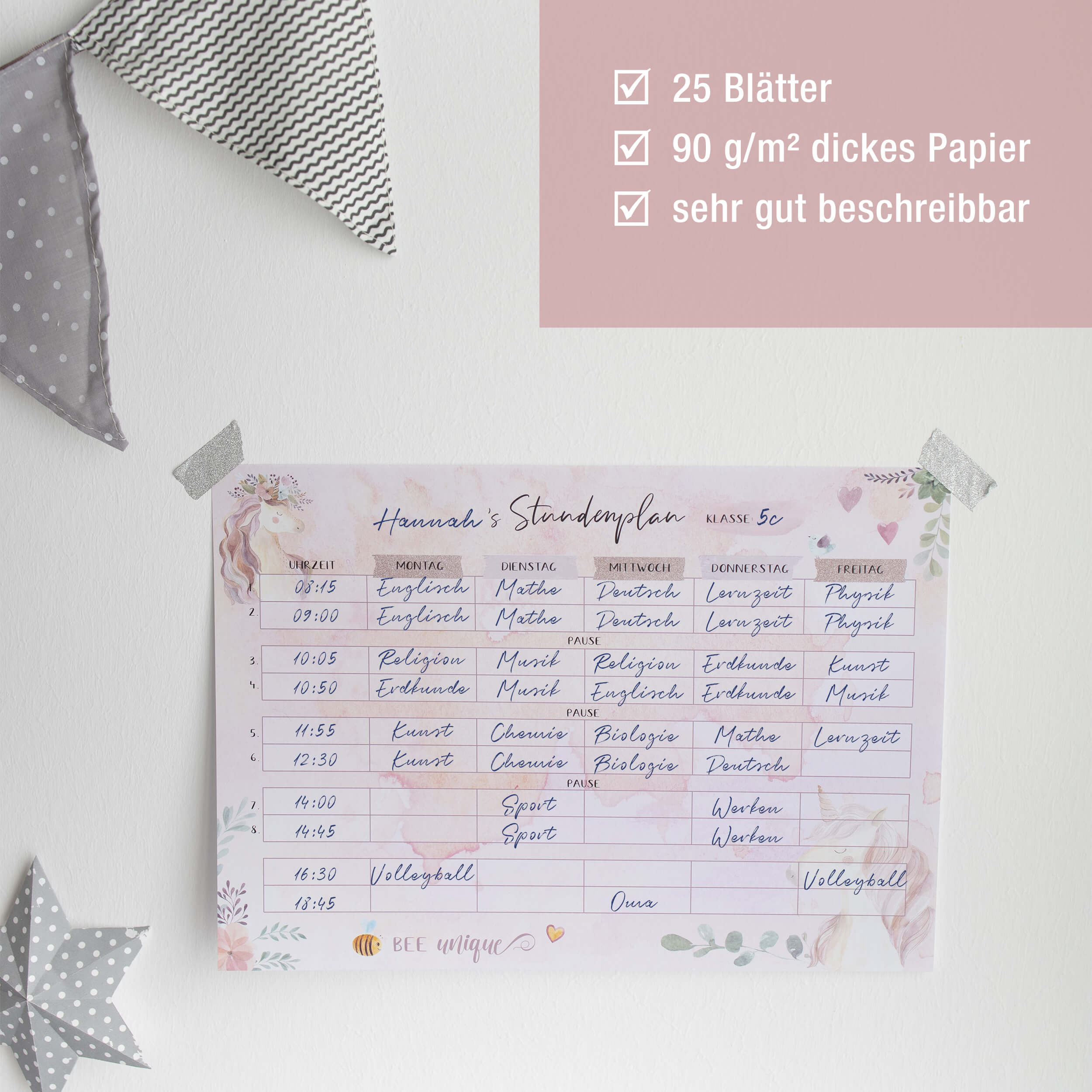 Stundenplan Block "Einhorn" Stundenplan Block "Einhorn"