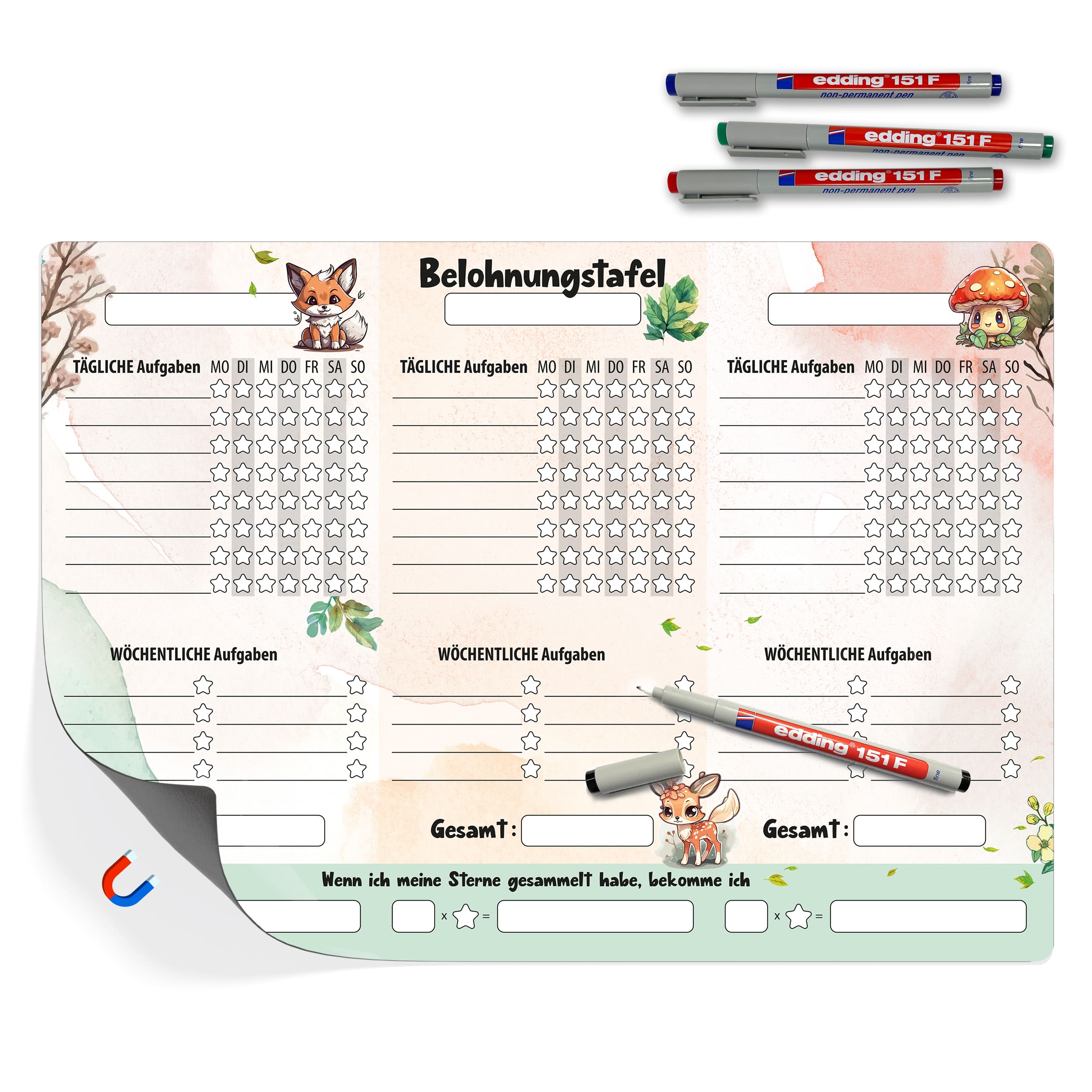 Belohnungstafel Waldtiere magentisch