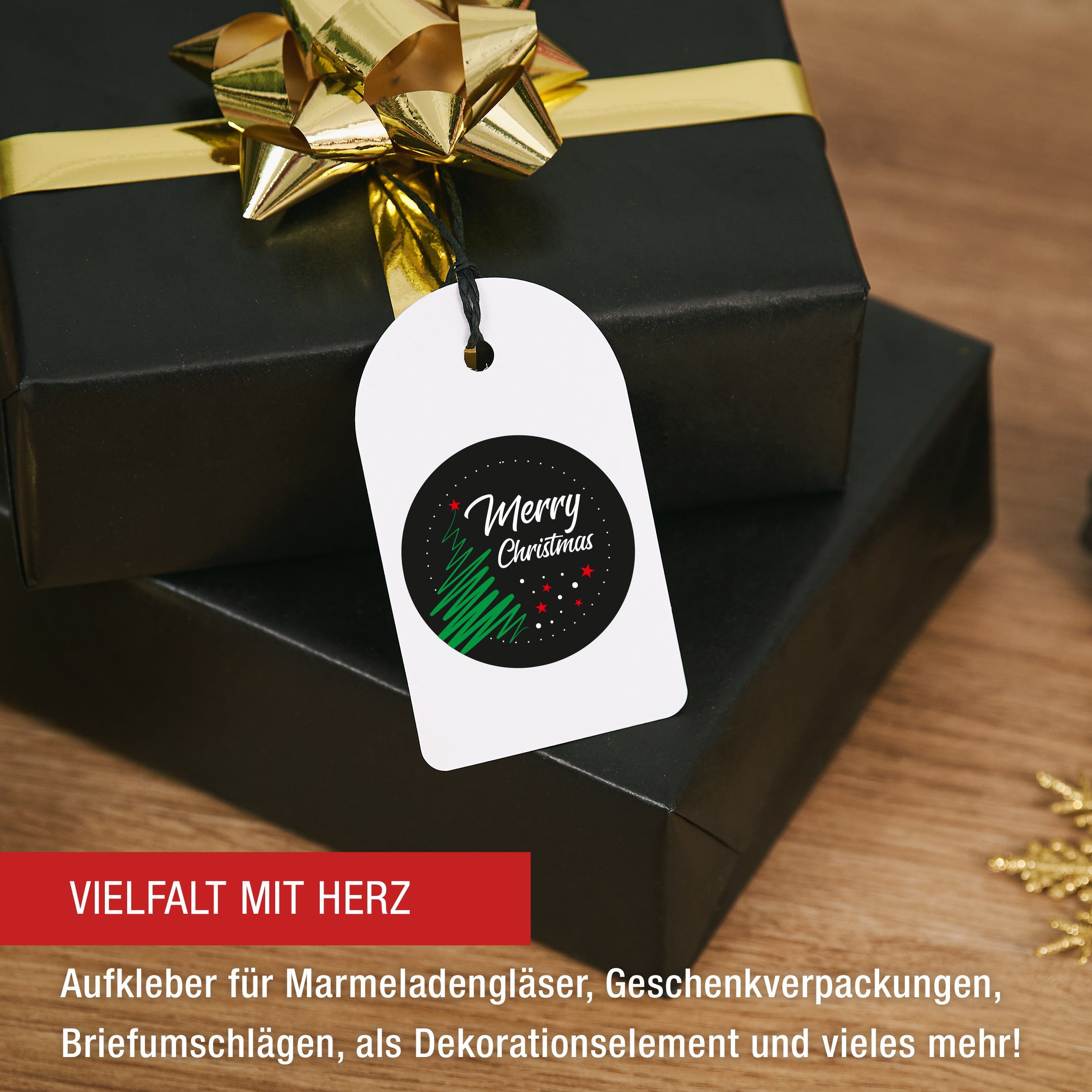 96 Aufkleber "Merry Christmas" black