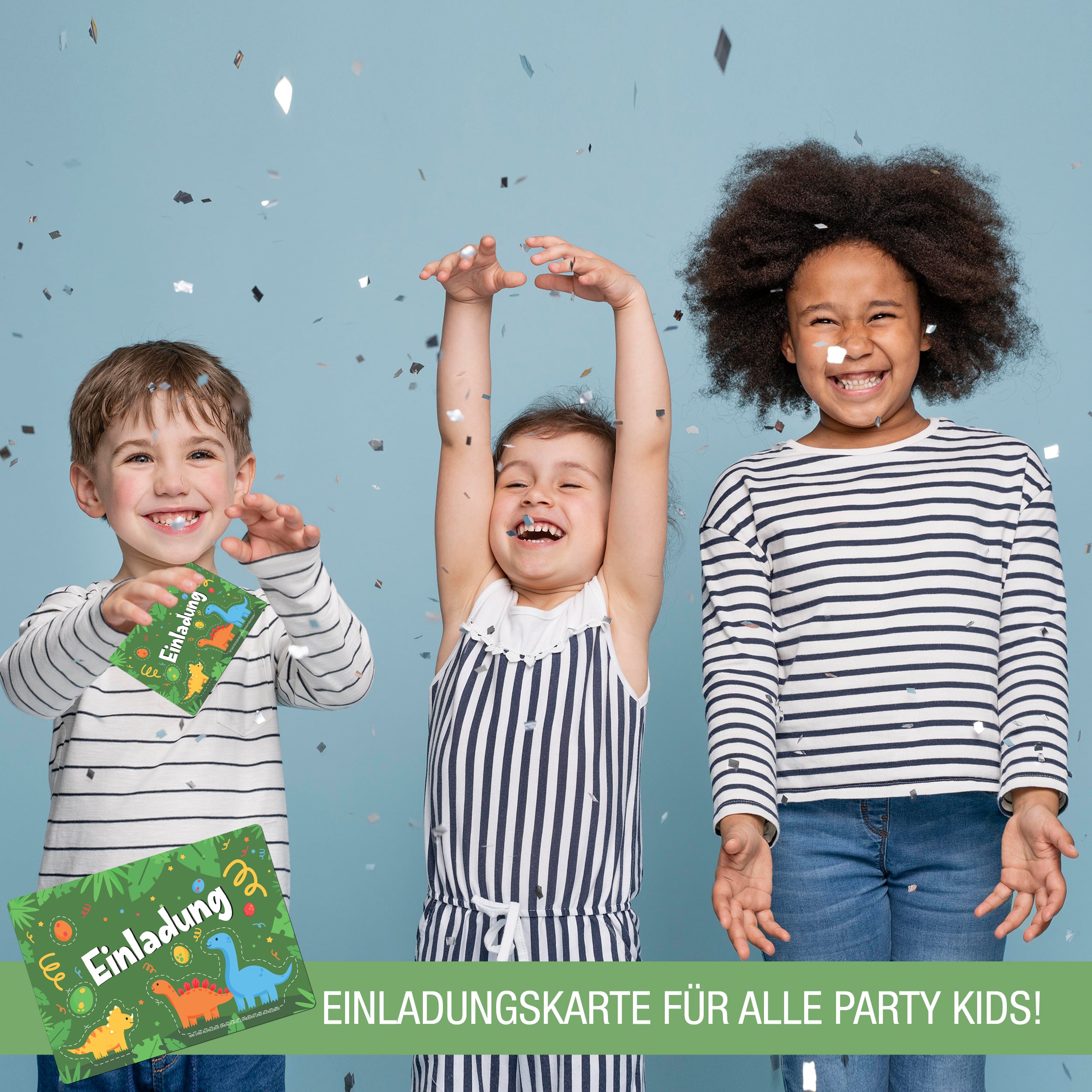 12 Einladungskarten inkl. Umschläge "Dino Party"