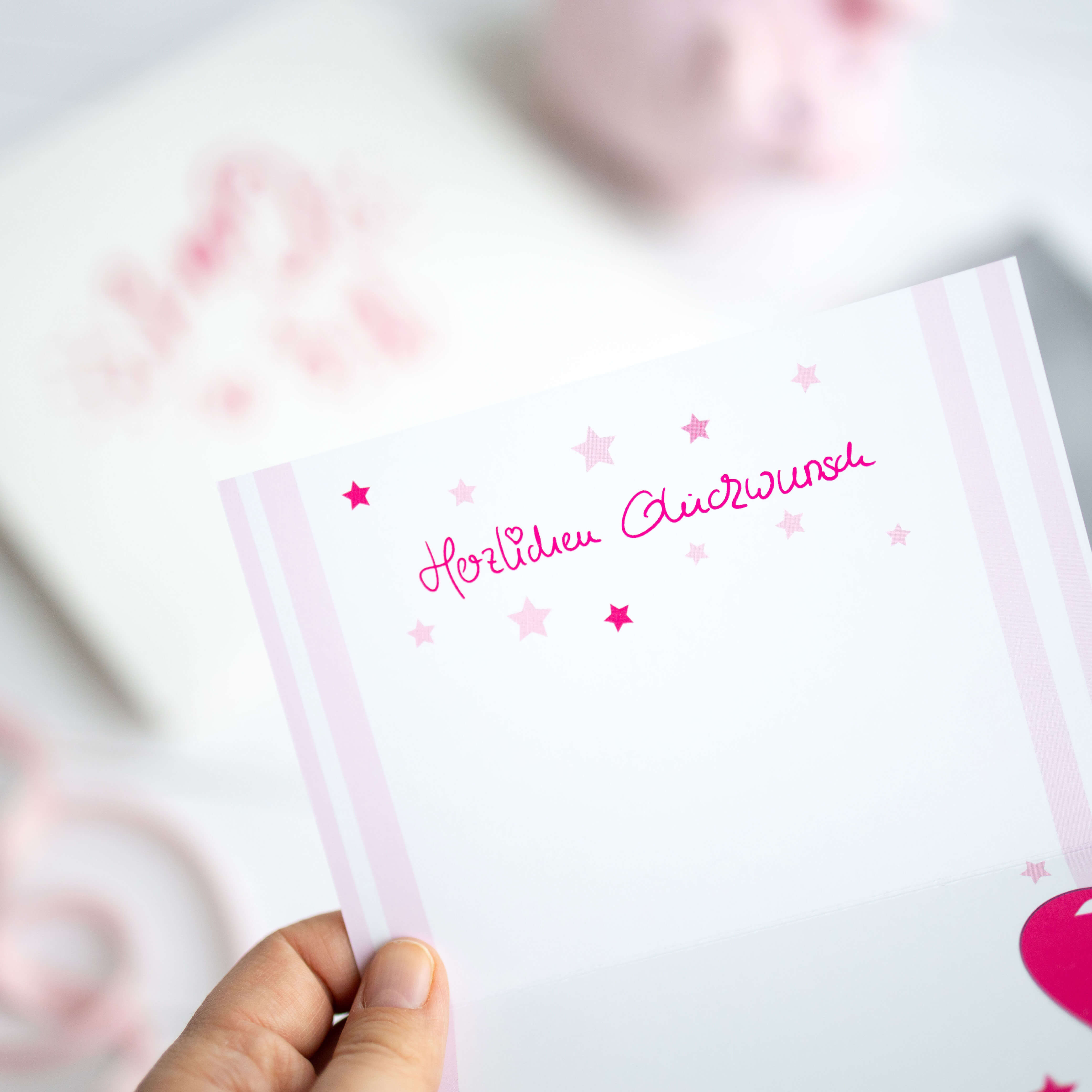 Geschenkset Geburt Mädchen - Plüsch Sparschwein, Karte, Mulltuch und hochwertige Tasche