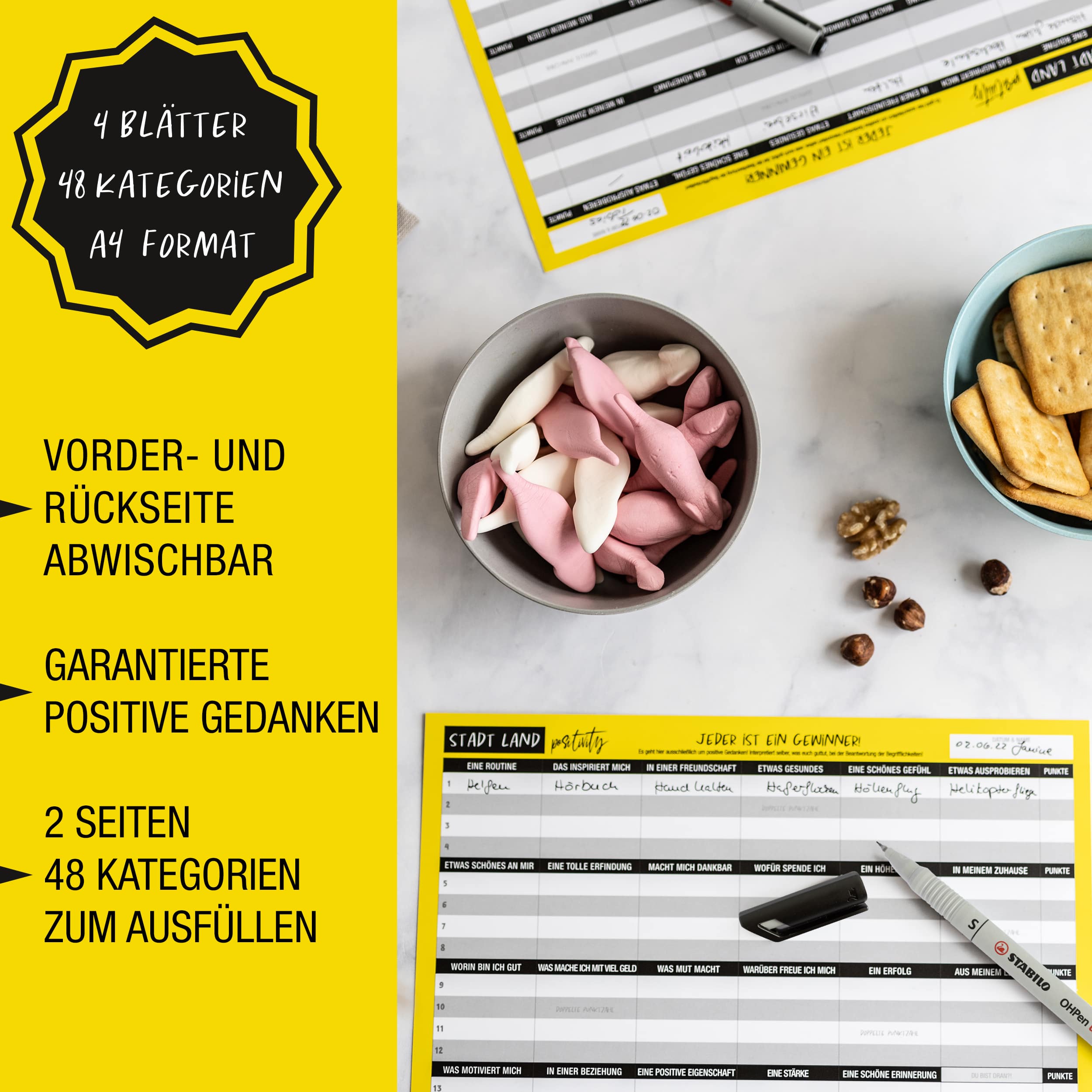 Stadt Land Positivity - wiederverwendbar 4 Spieler Stadt Land Positivity - wiederverwendbar 4 Spieler