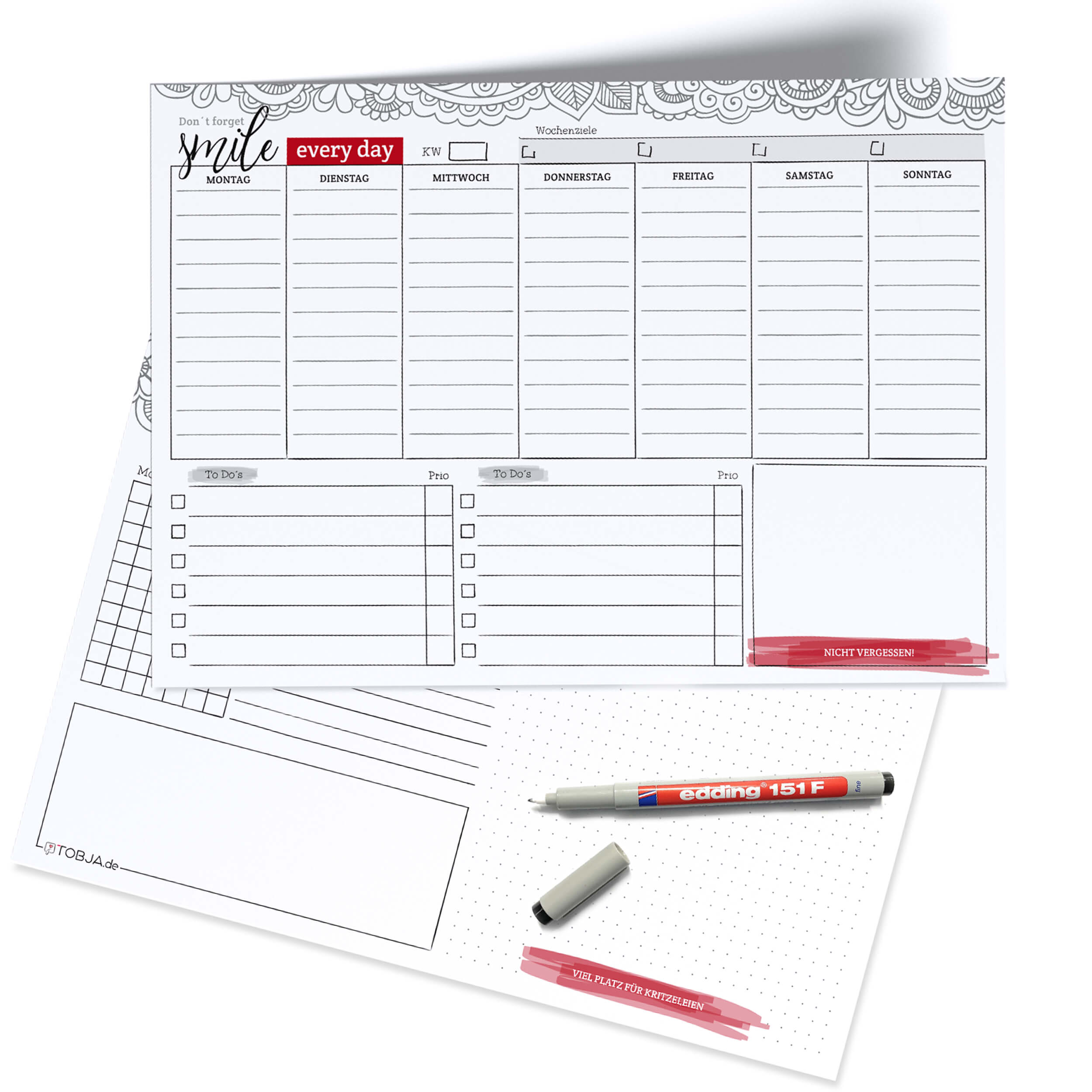 Wochenplaner abwischbar inkl. Stift 