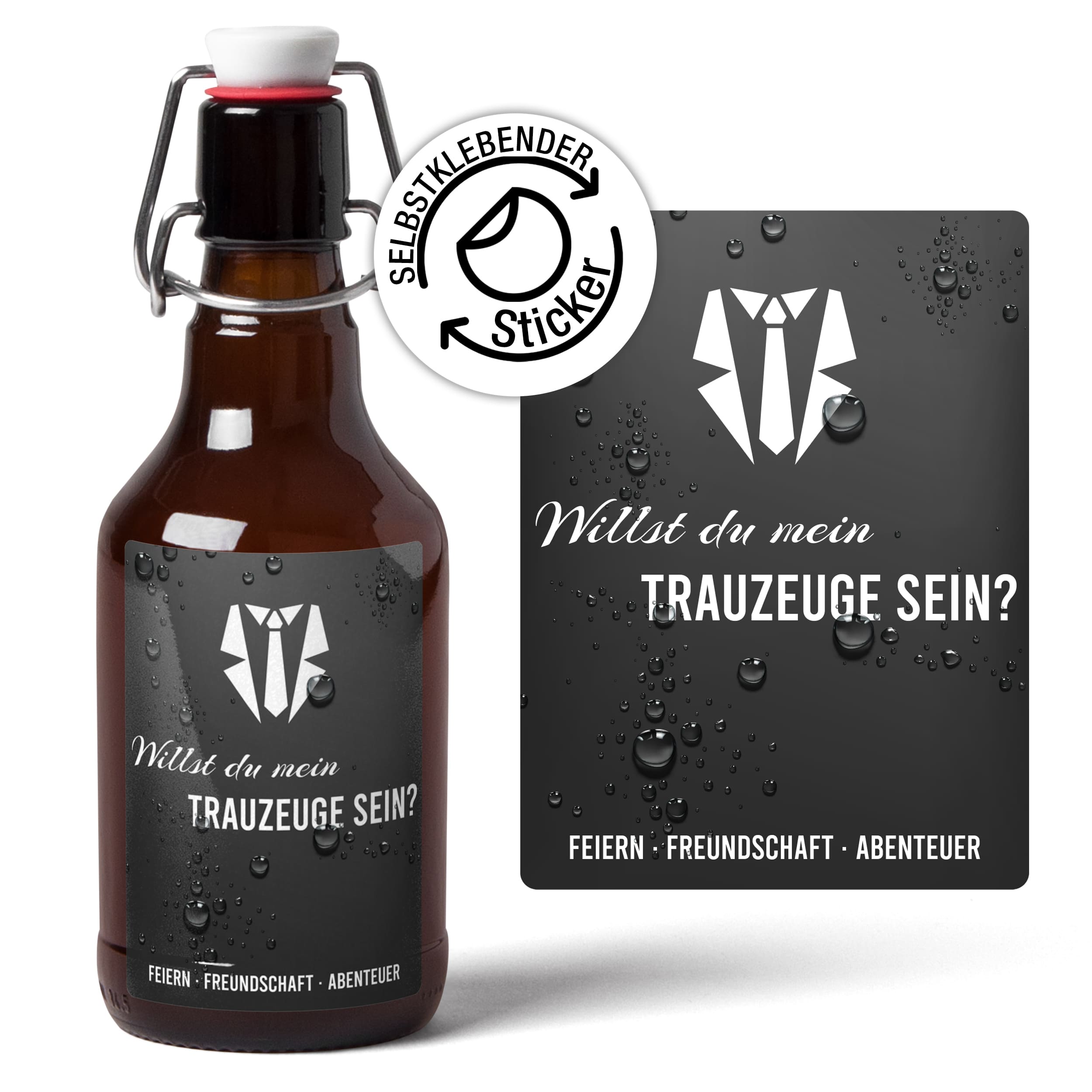 Trauzeuge Aufkleber Black