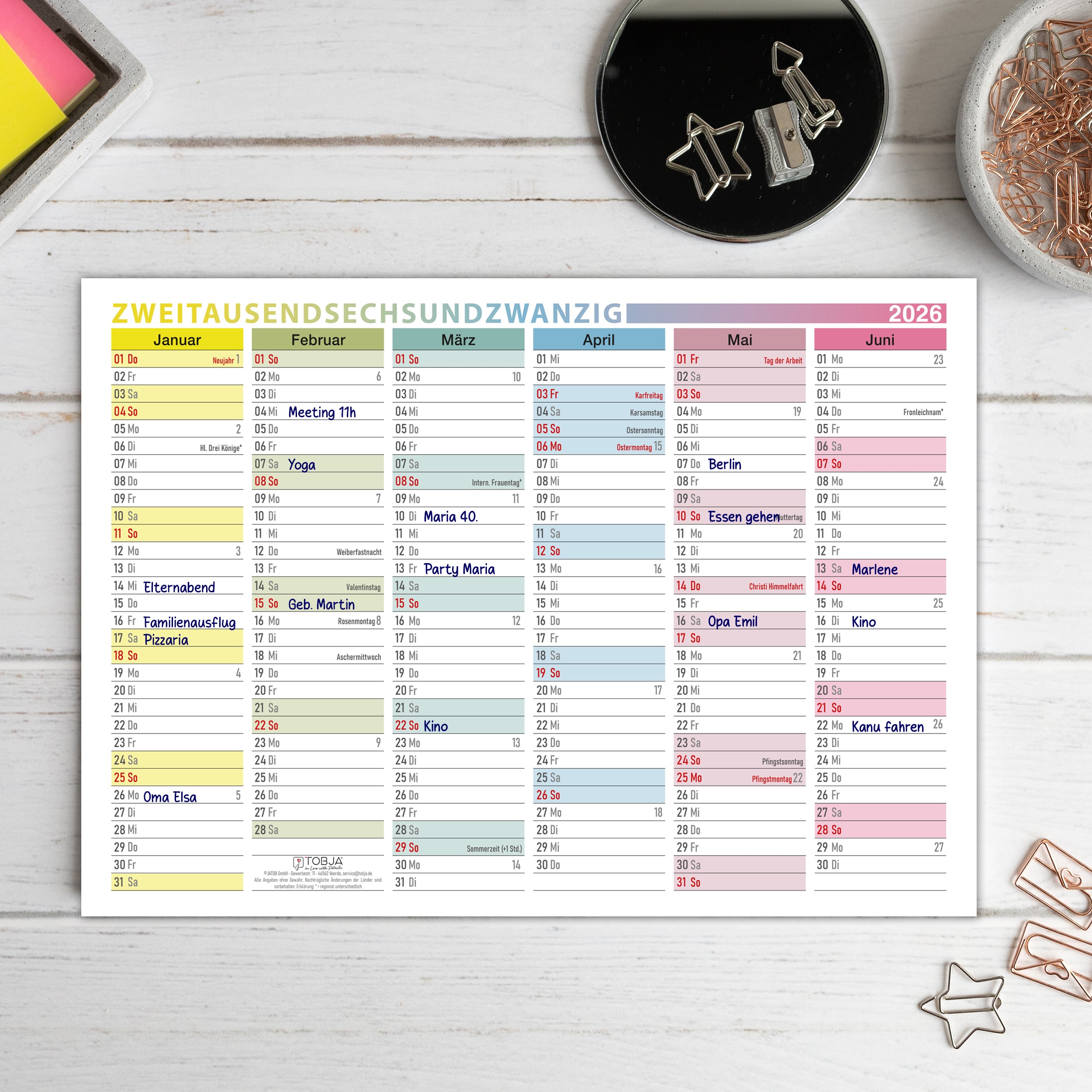 A5 Tafelkalender 2026 "bunt"