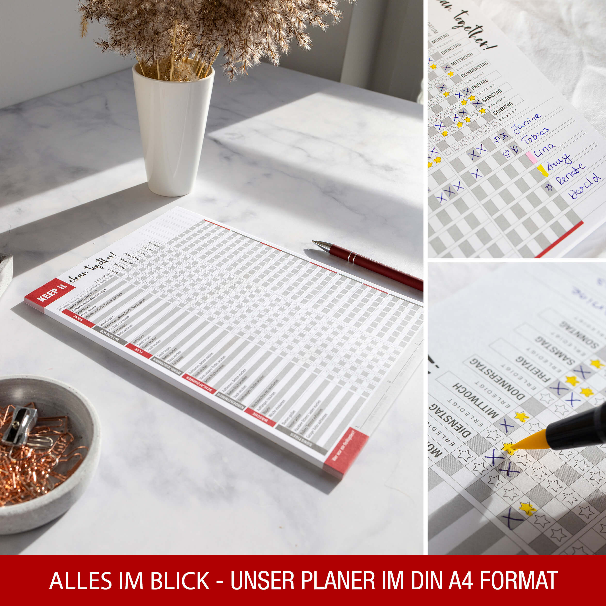 Haushaltsplaner Block für Familien "clean room"