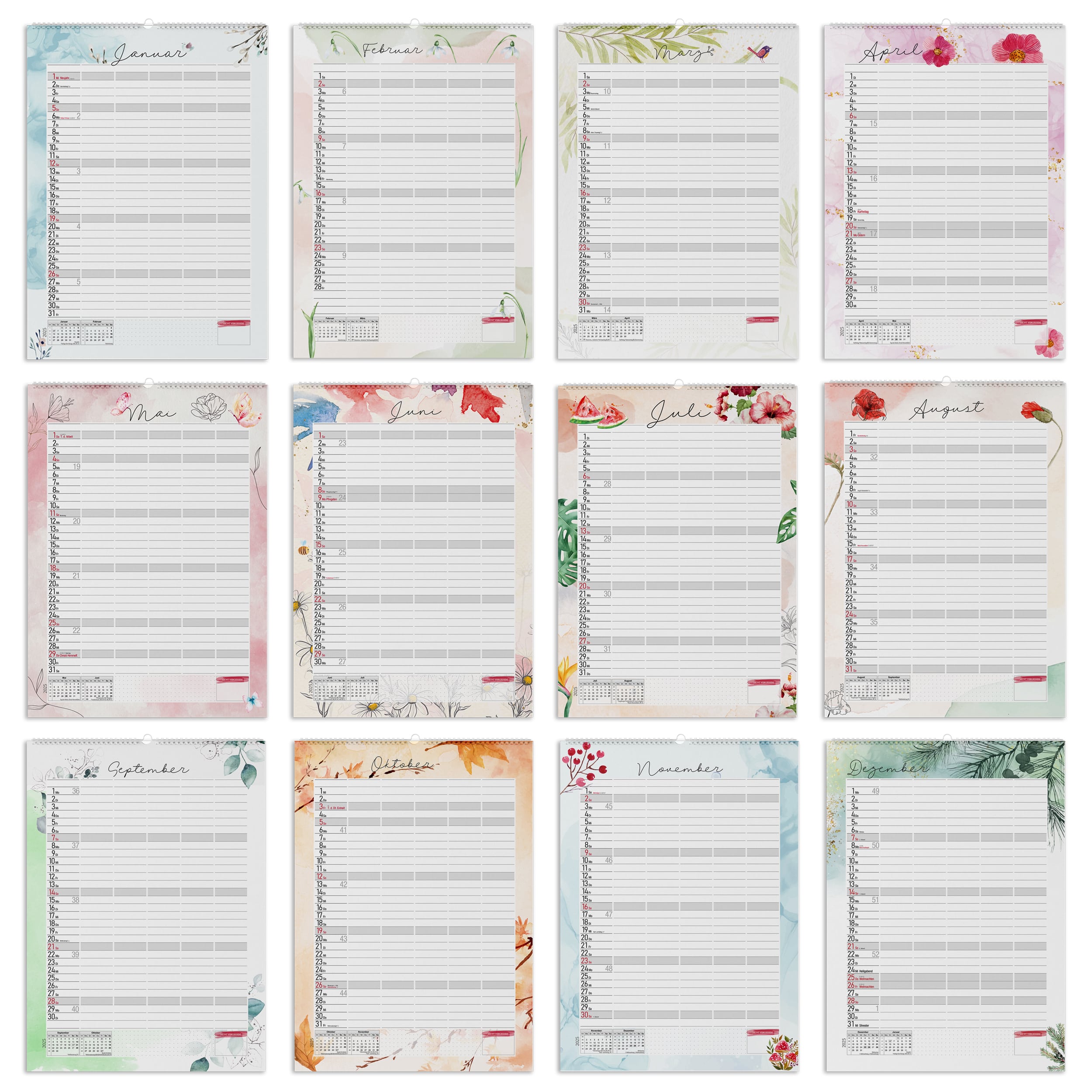 Familienkalender 2026 "Aquarell Line"