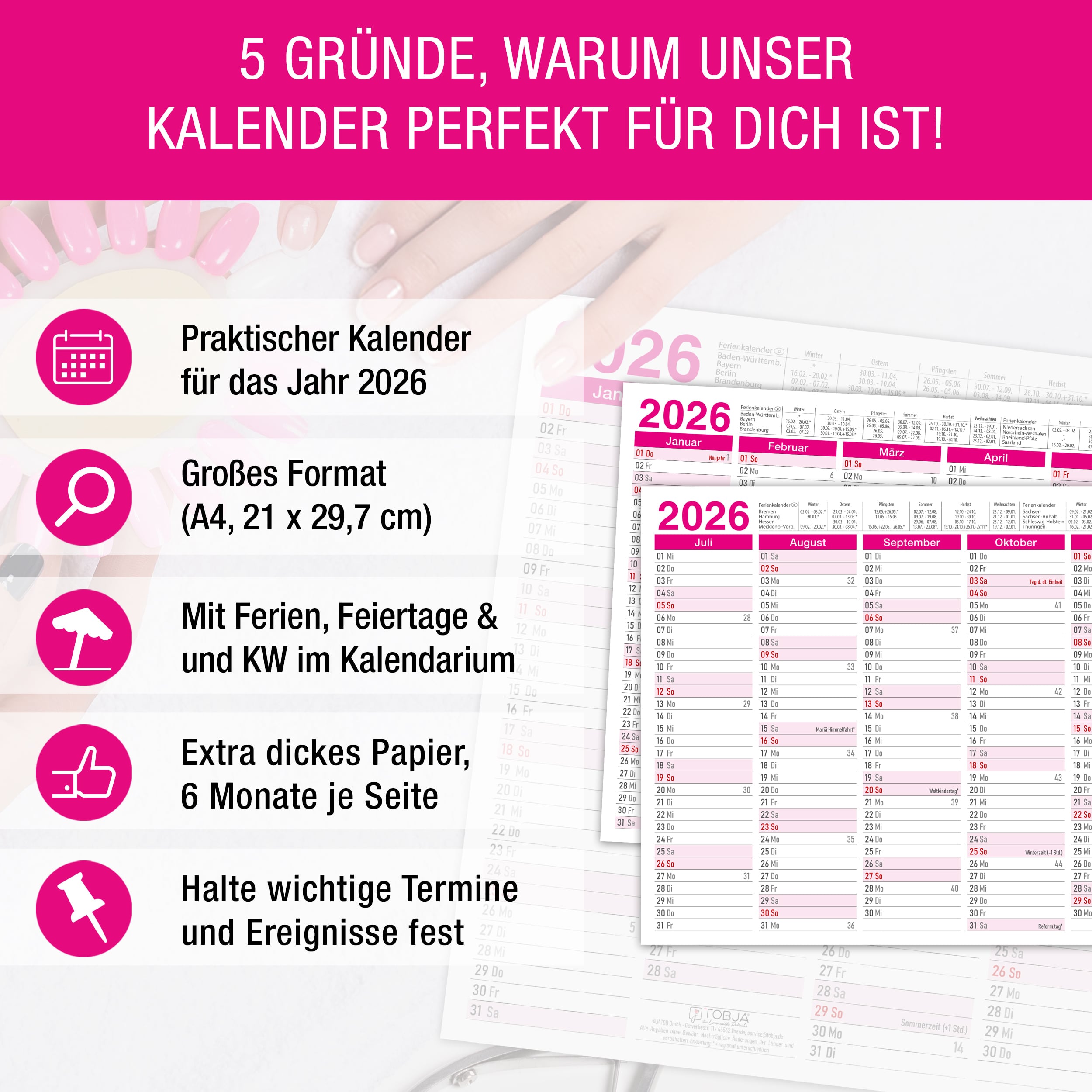 Tafelkalender 2026 "pink" Tafelkalender 2026 "pink"