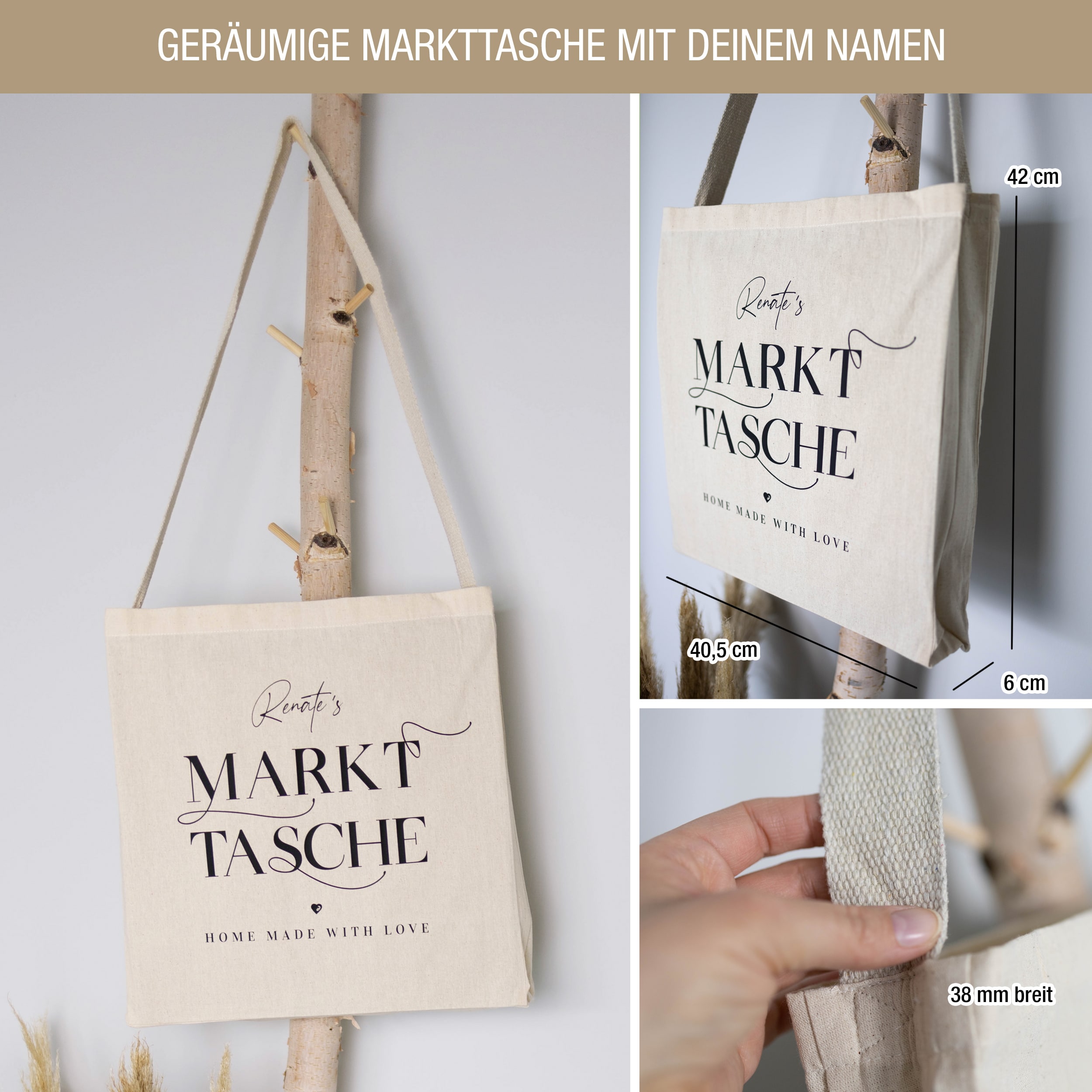 Markttasche Deluxe: Personalisierbar & umweltfreundlich Markttasche Deluxe: Personalisierbar & umweltfreundlich