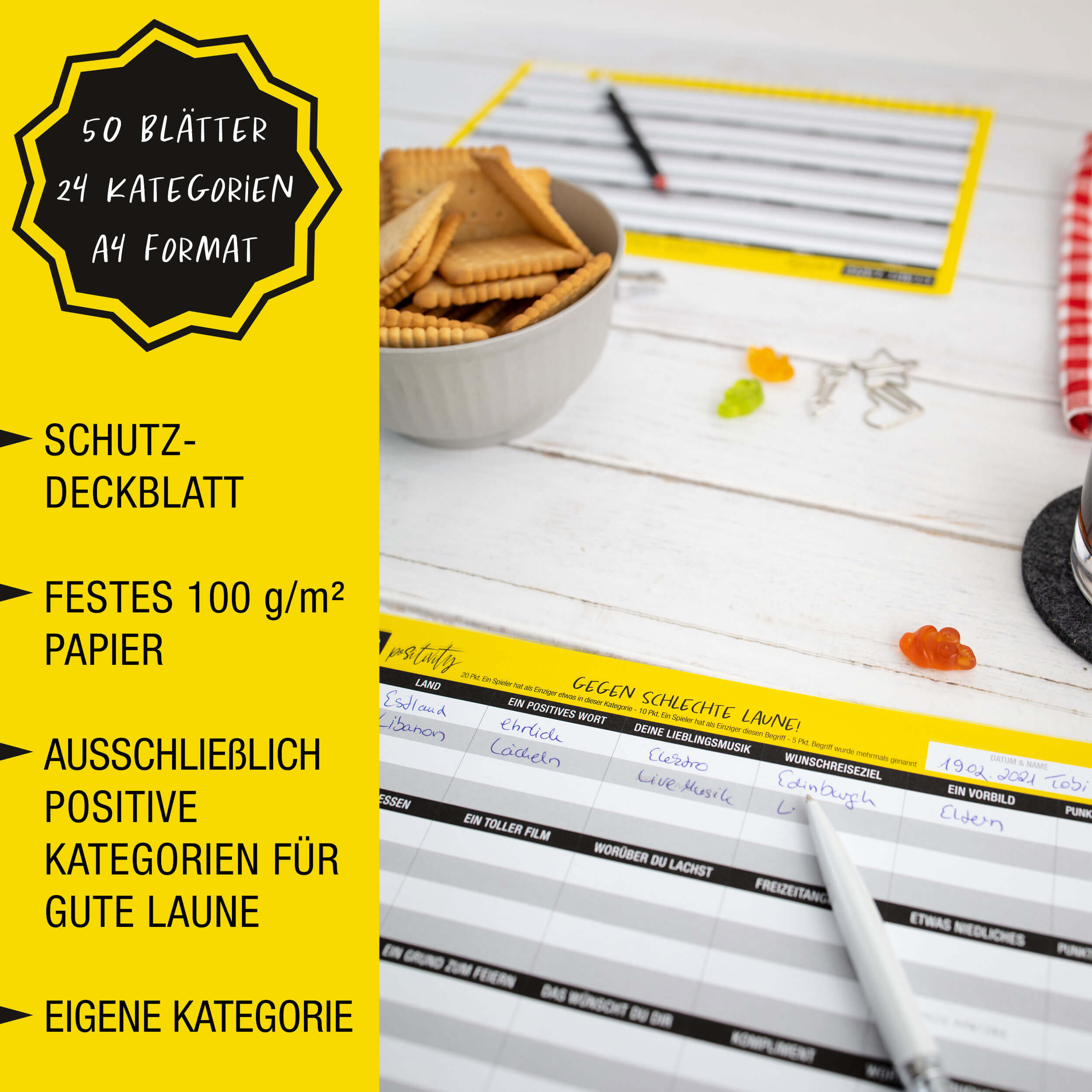 Stadt Land Positivity - Gesellschaftsspiel für die Familie