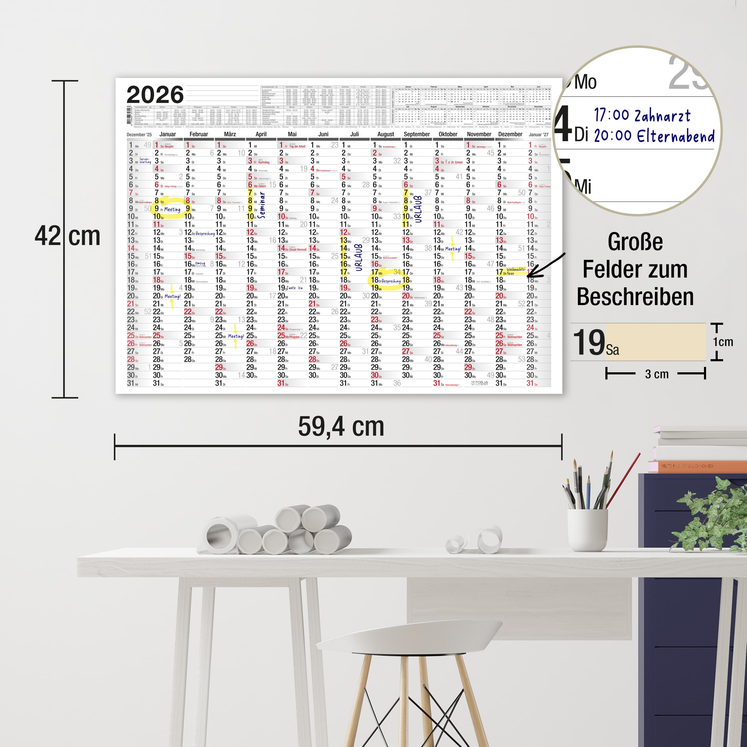 Wandkalender A2 2026