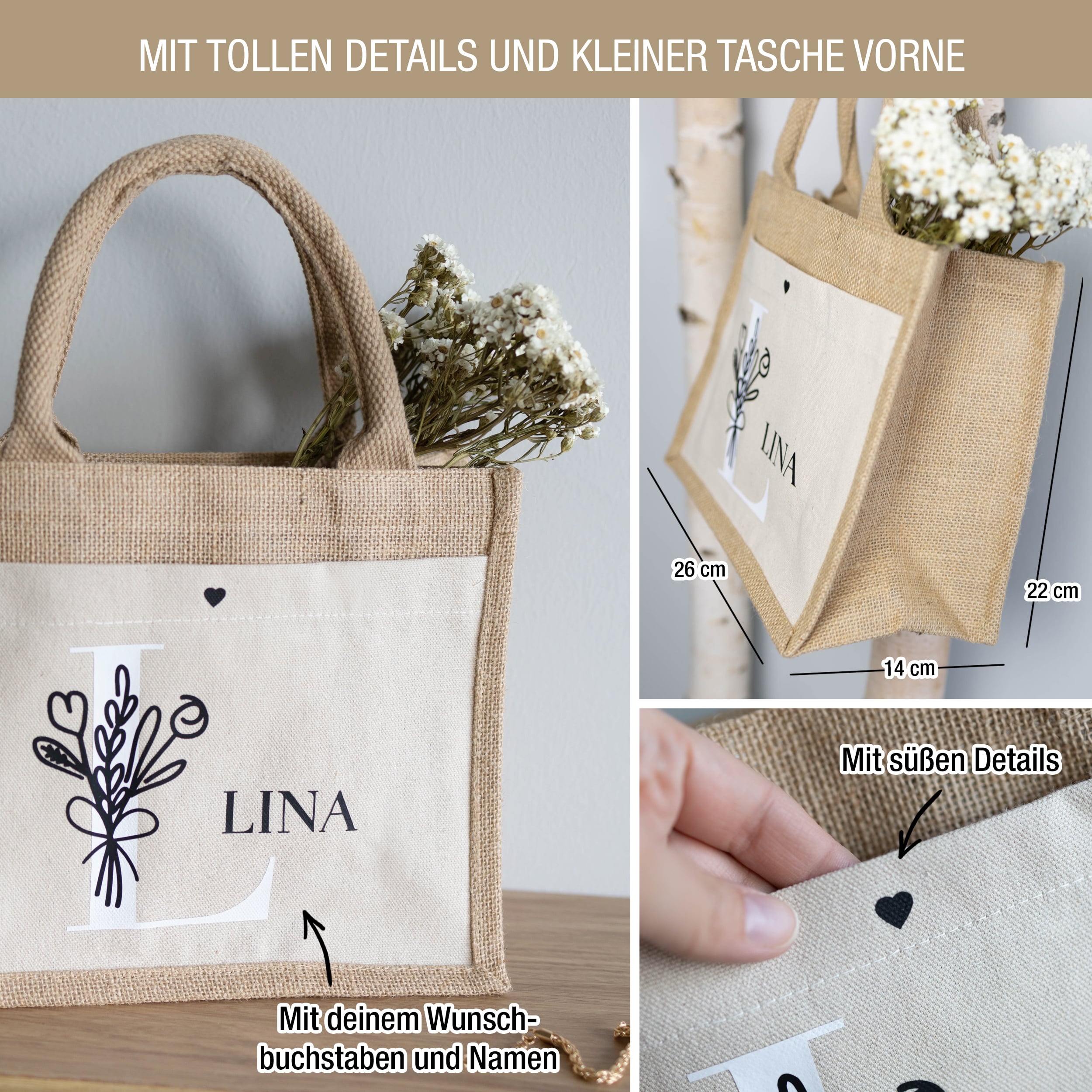 Individuelle Taschen mit Charme S 26 x 22 x 14