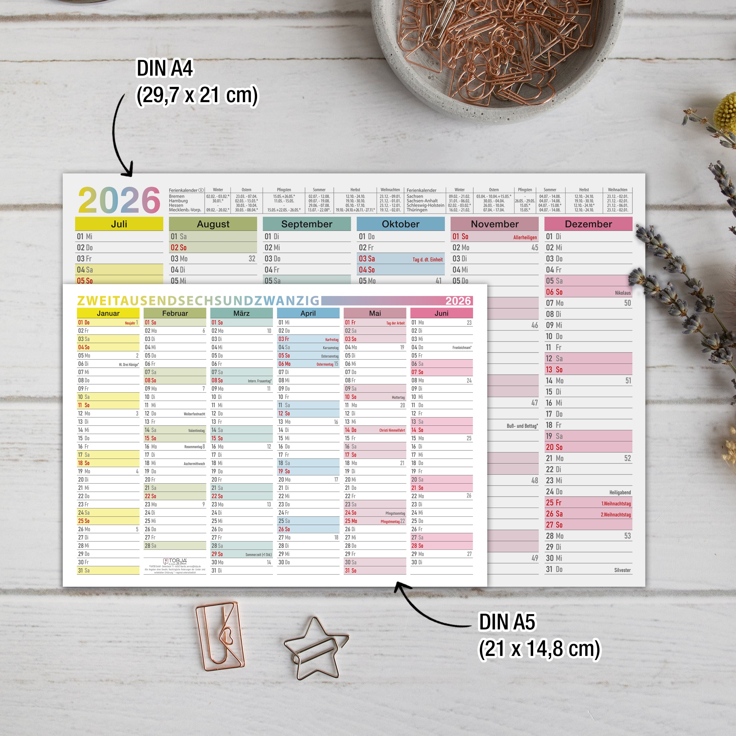 A5 Tafelkalender 2026 "bunt"