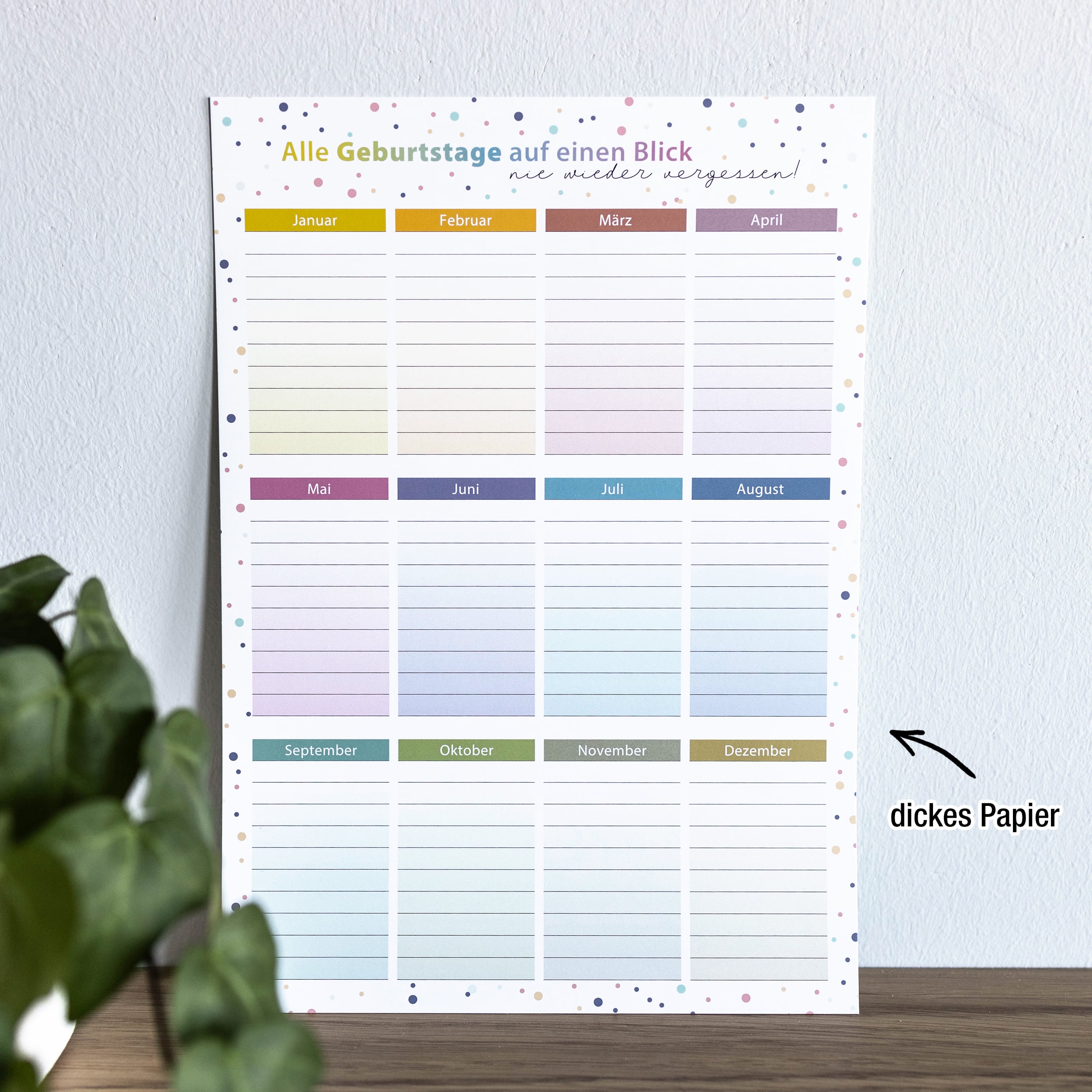 Geburtstagskalender A4 2er Set "Dots"