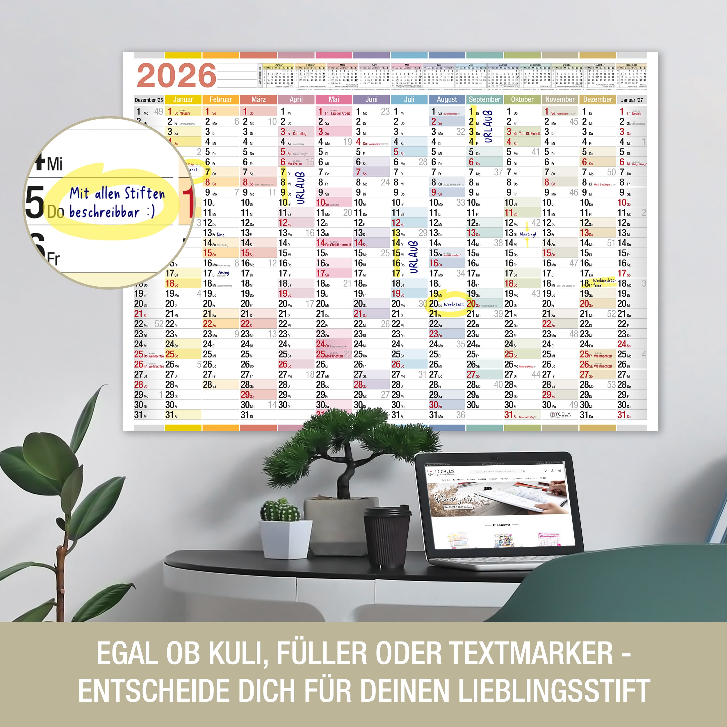 Wandkalender A1 2026 "bunt"