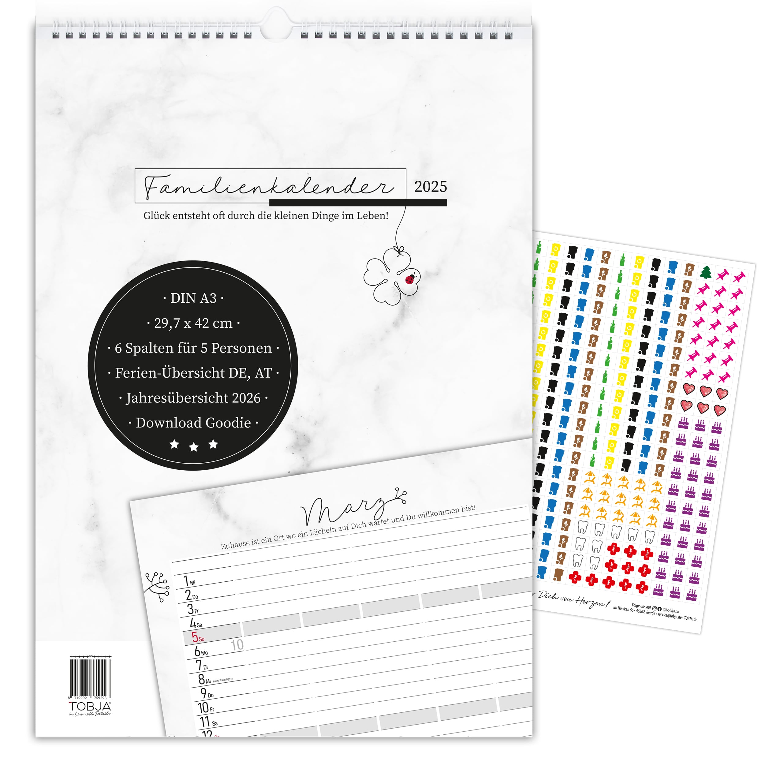 Familienkalender 2025 "Marmor Line"