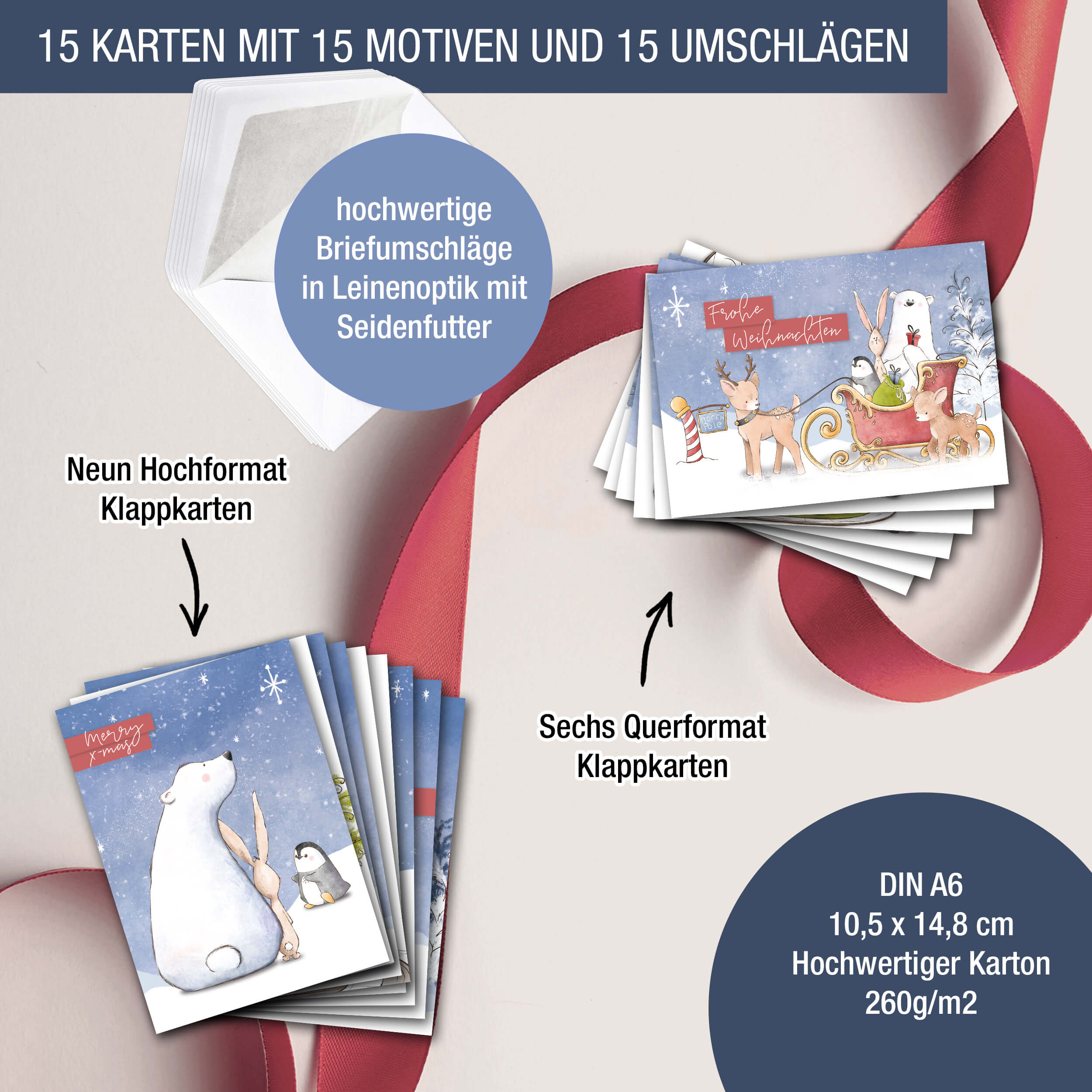Weihnachtskarten "Tiere im Schnee"