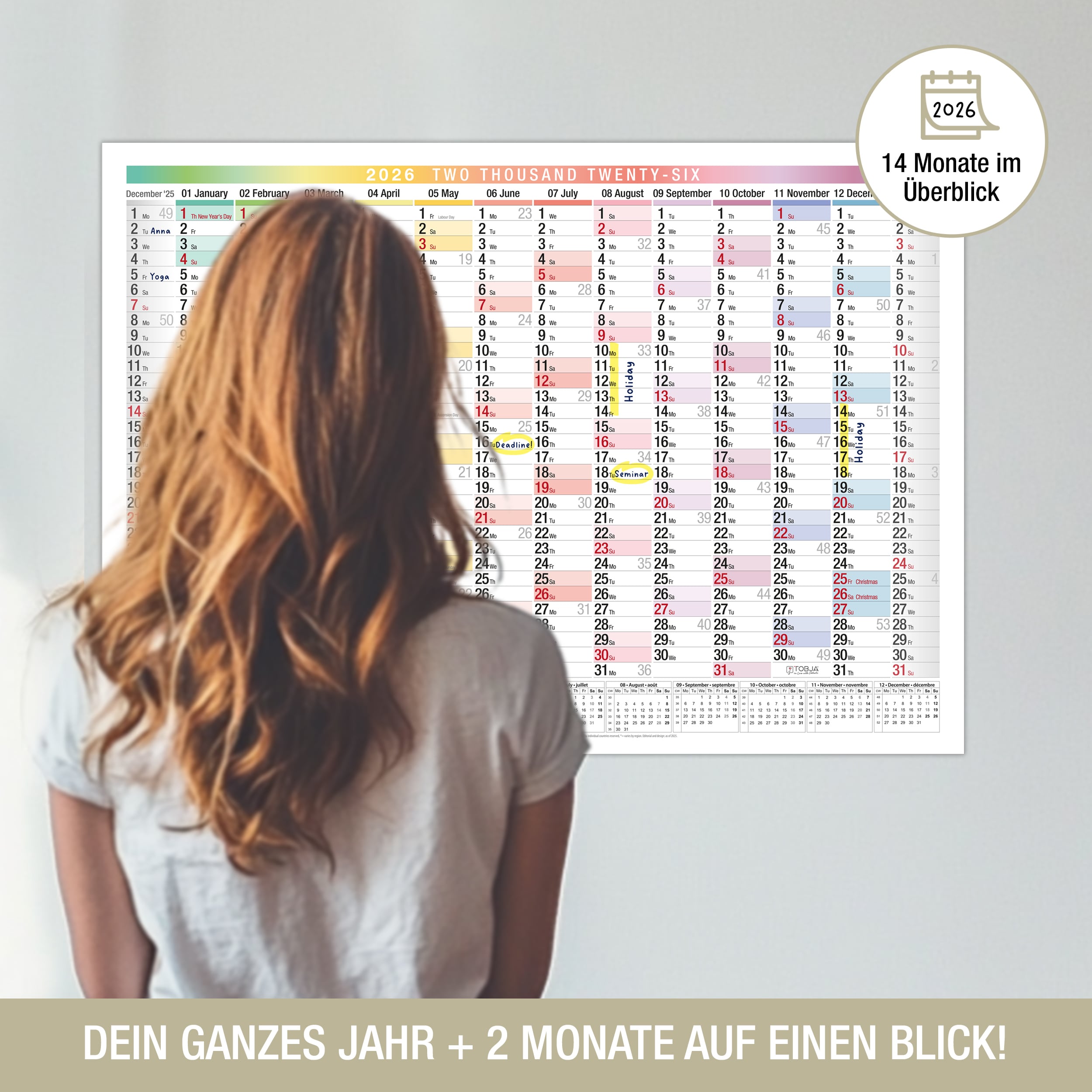 A2 Wandkalender 2026 EU Englisch A2 Wandkalender 2026 EU Englisch