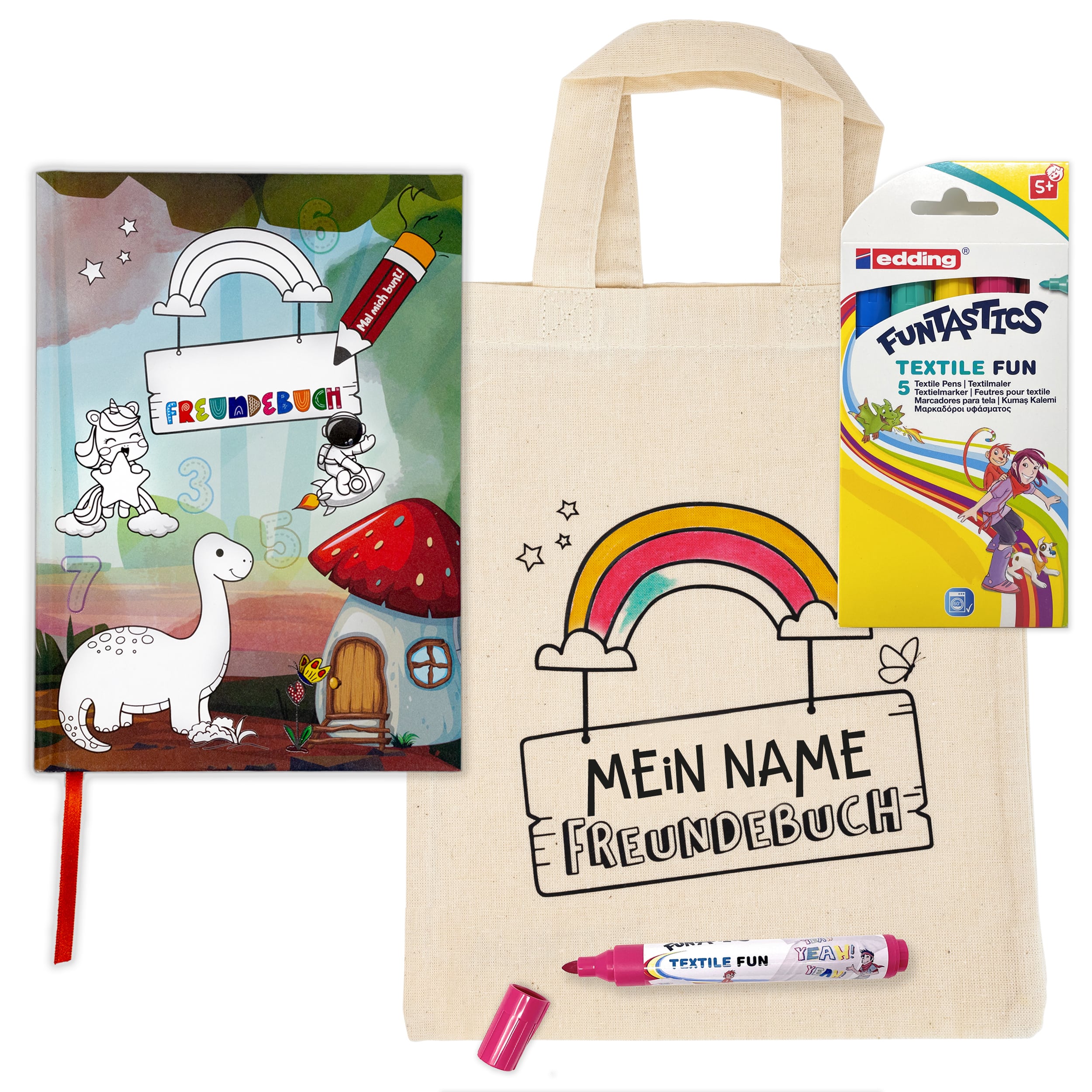 Freundebuch mit Personalisierter Stofftasche