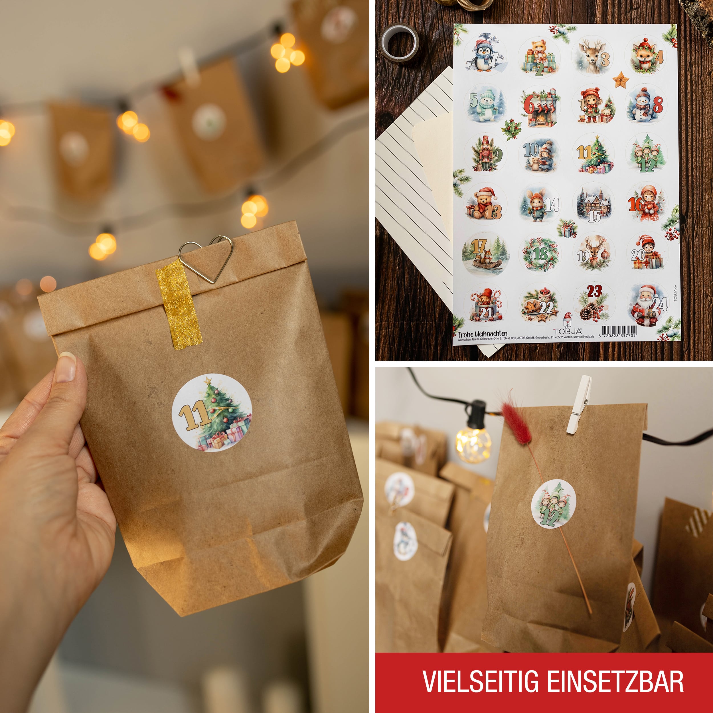 Adventskalender mit 24 Aufkleber bunt Adventskalender mit 24 Aufkleber bunt