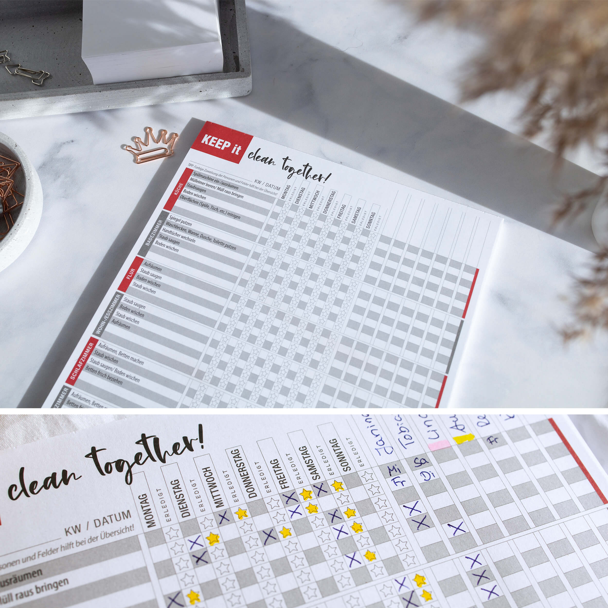 Haushaltsplaner Block für Familien "clean room"