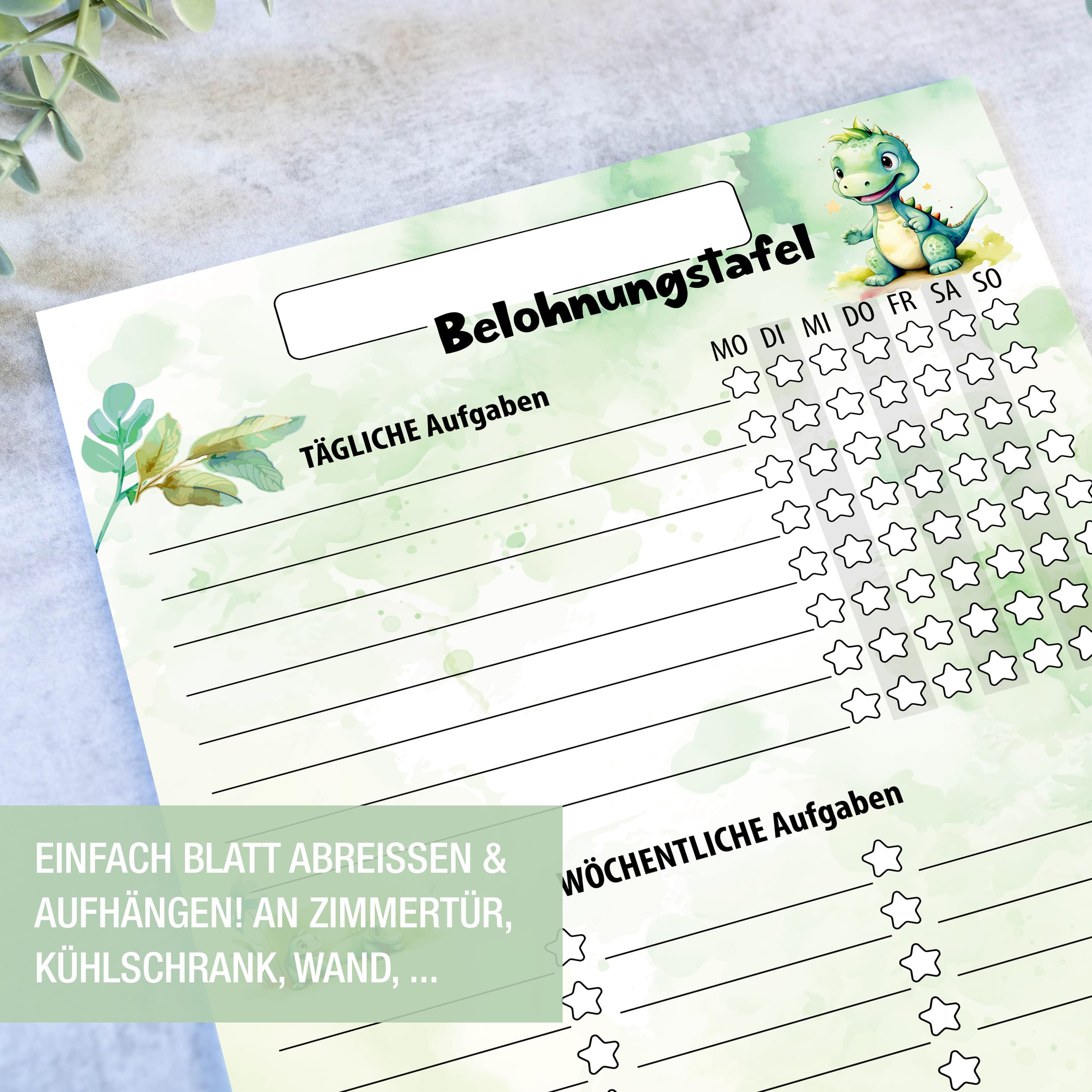 Belohnungstafel Kinder 25 Blatt Dino