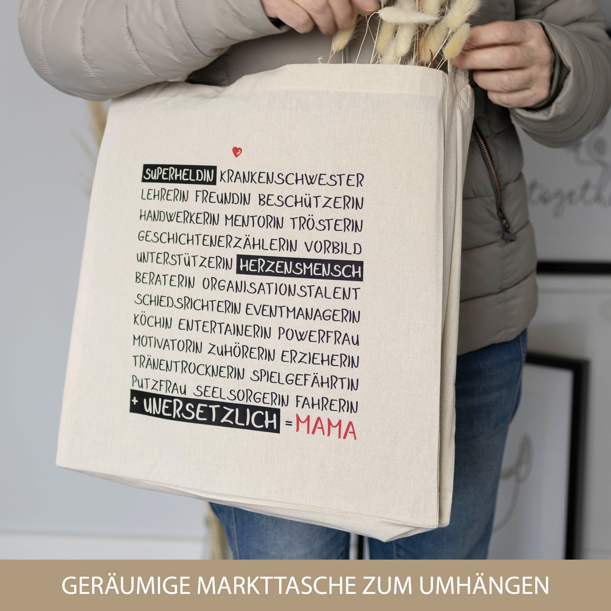 Baumwoll-Umhängetasche "Mama" Baumwoll-Umhängetasche "Mama"