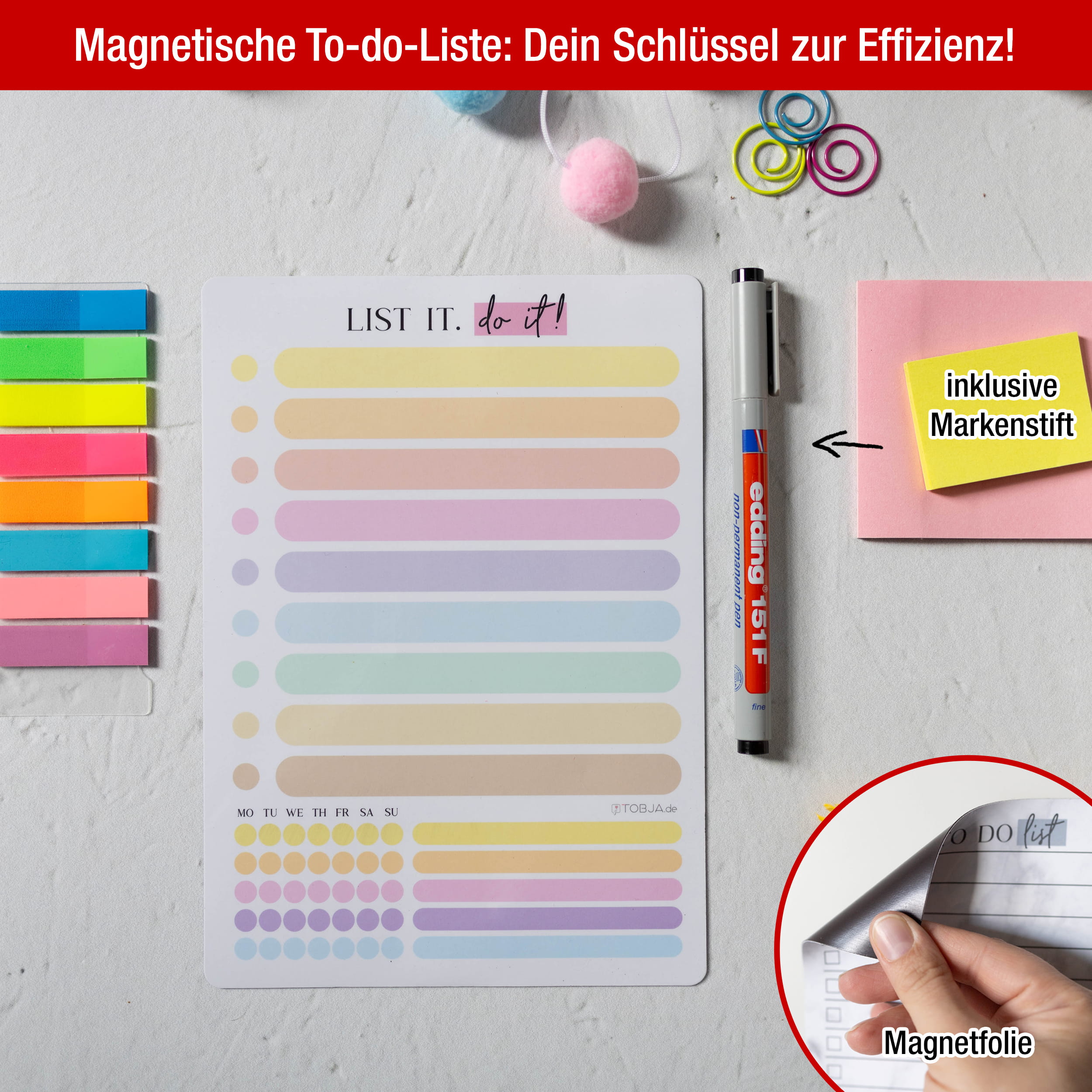 To-do Liste magnetisch A5 inkl. Stift | Habit-Tracker