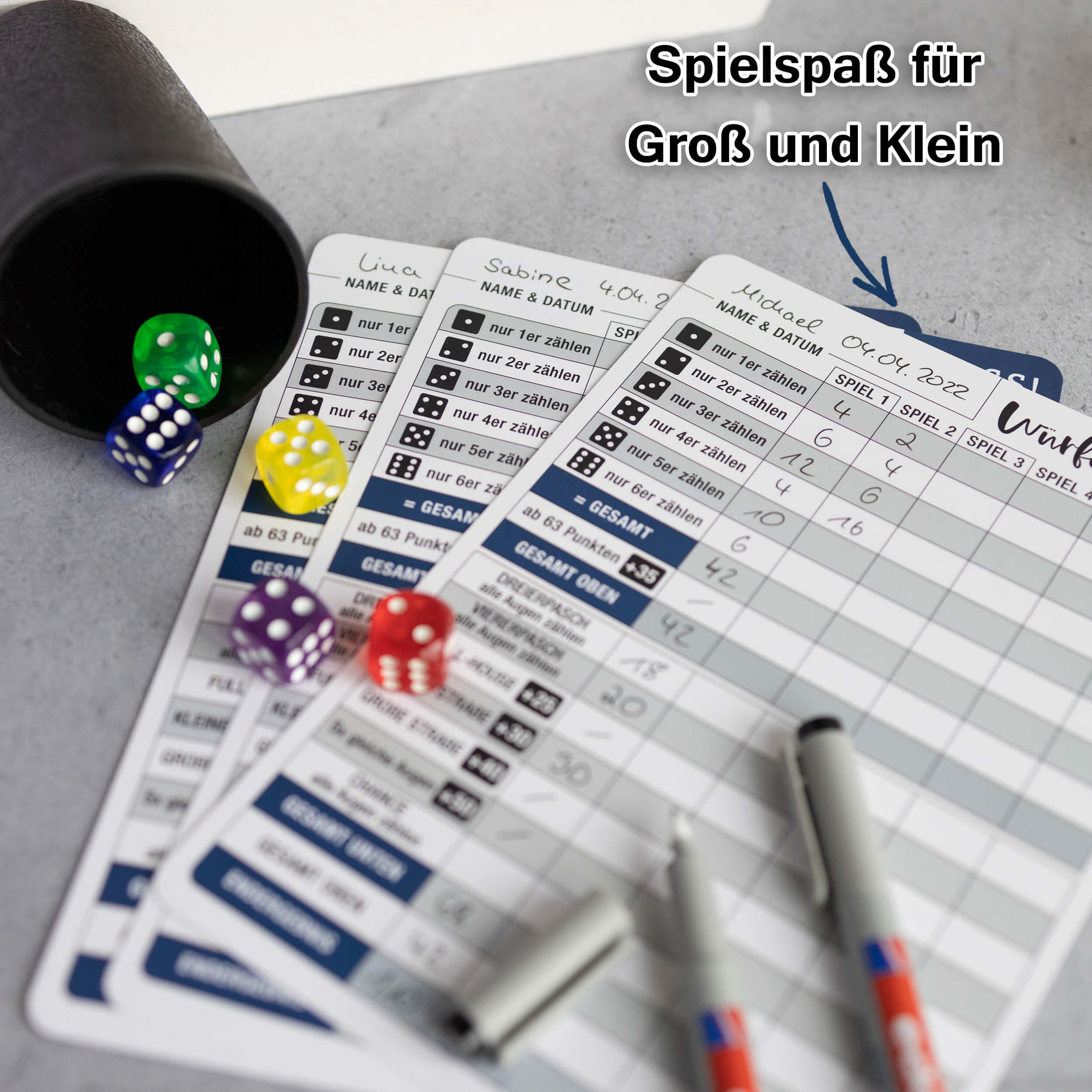 Würfelspiel 5er Set abwischbar "re-use" Würfelspiel 5er Set abwischbar "re-use"