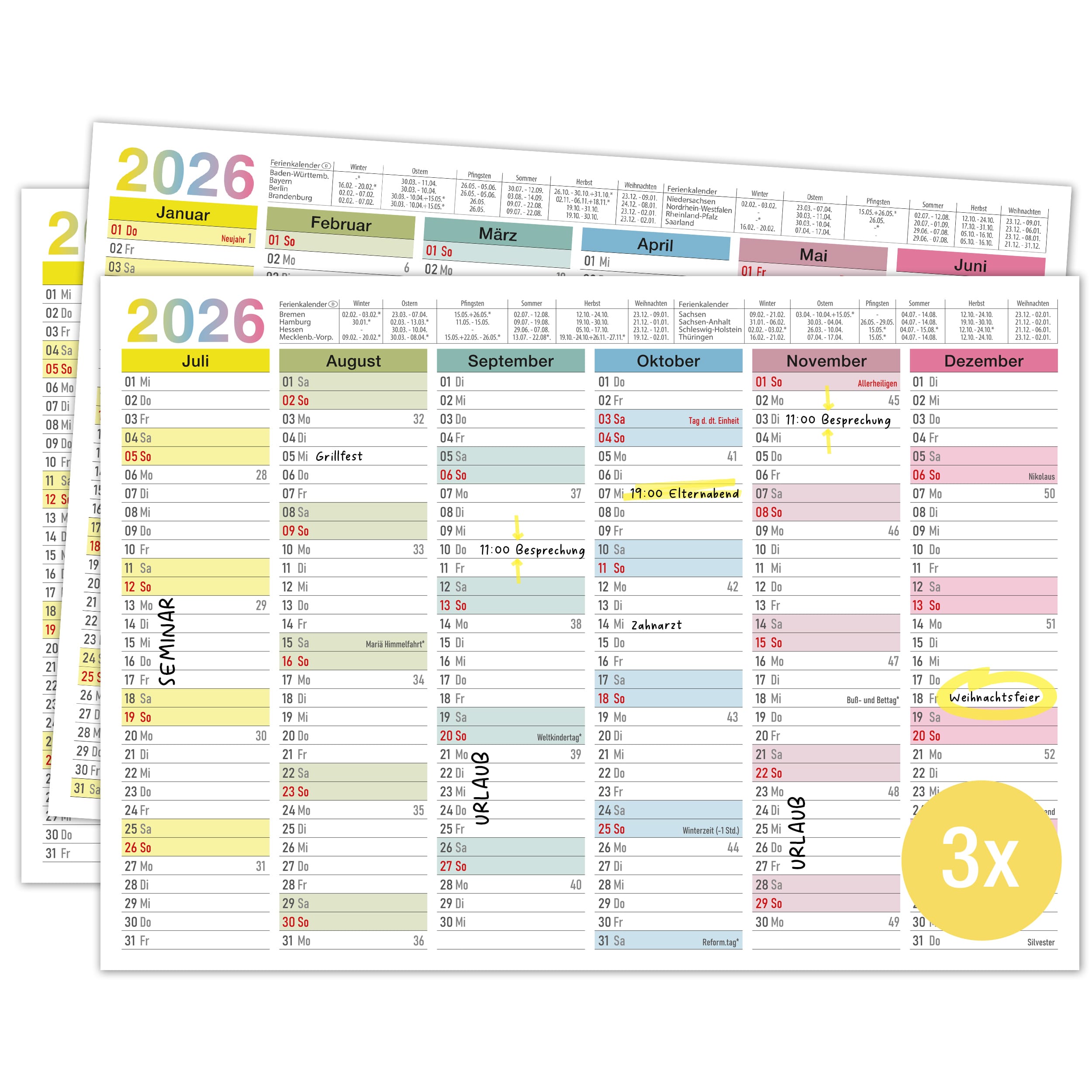 Tafelkalender 2026 "bunt"