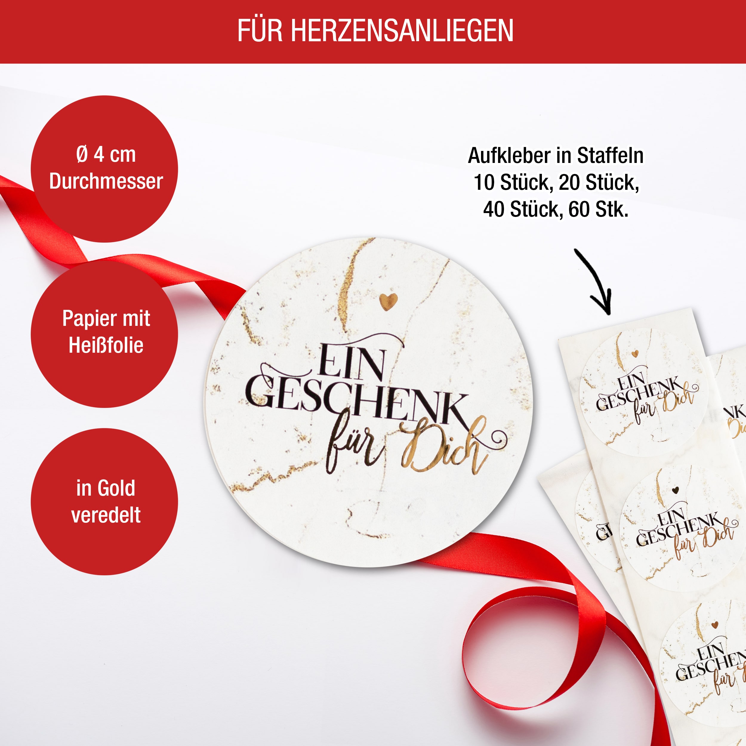 "Ein Geschenk für Dich" Aufkleber Gold