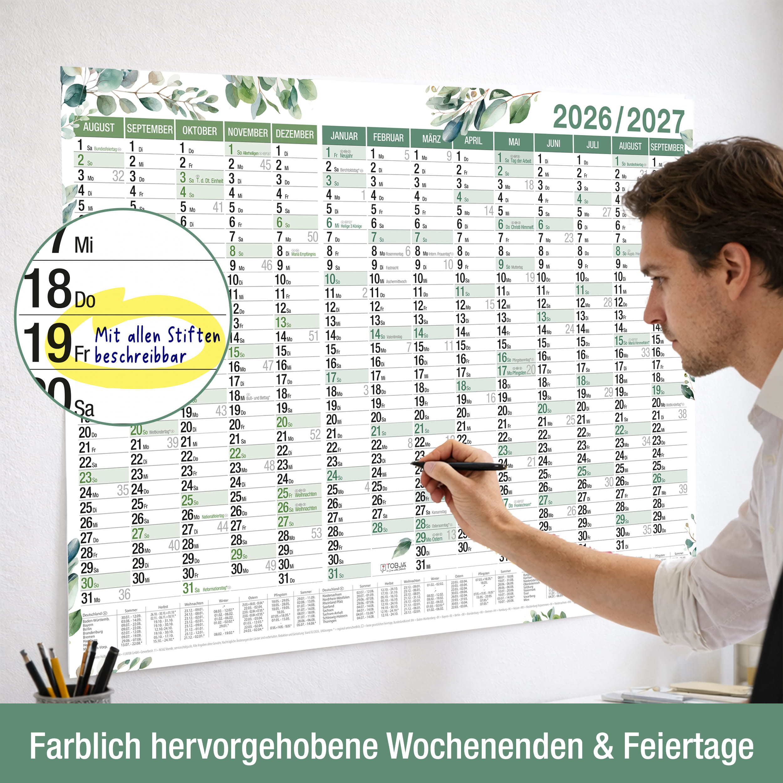 Schuljahreskalender A1 2026/2027 „Eukalyptus"
