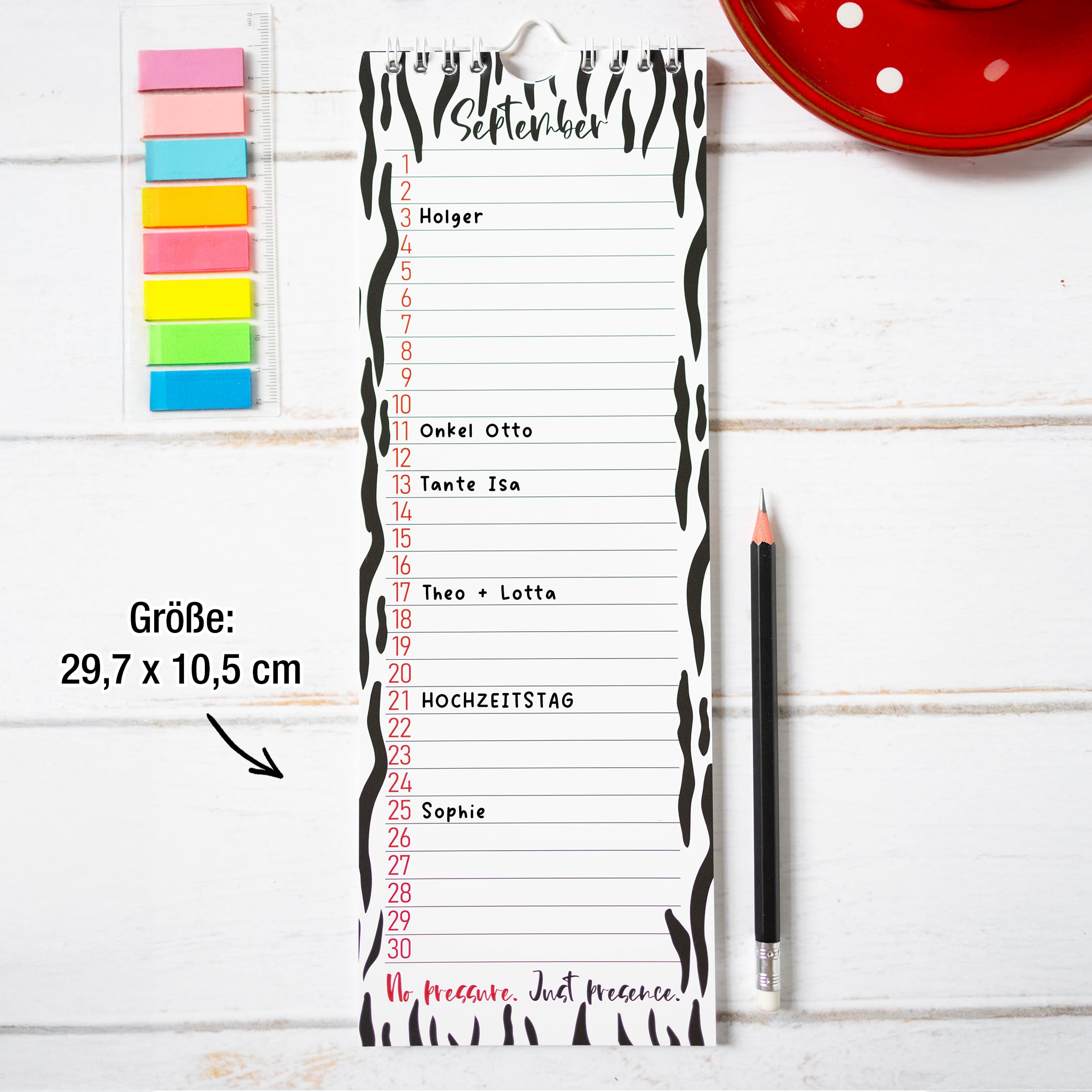 Geburtstagskalender Wire-O Schwarz-Weiß