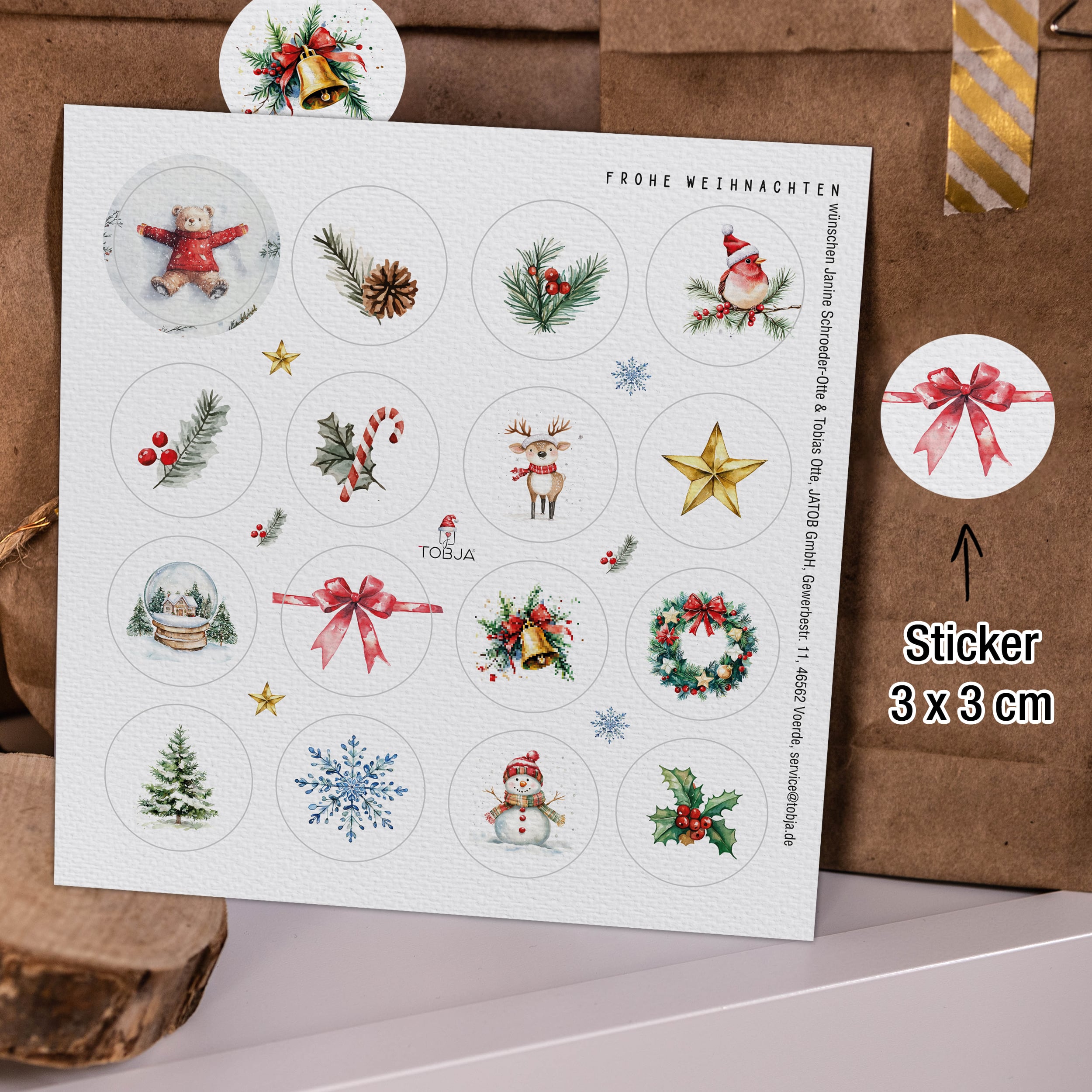 XXL Weihnachtskarten Set inkl. Stickern – 10er Set