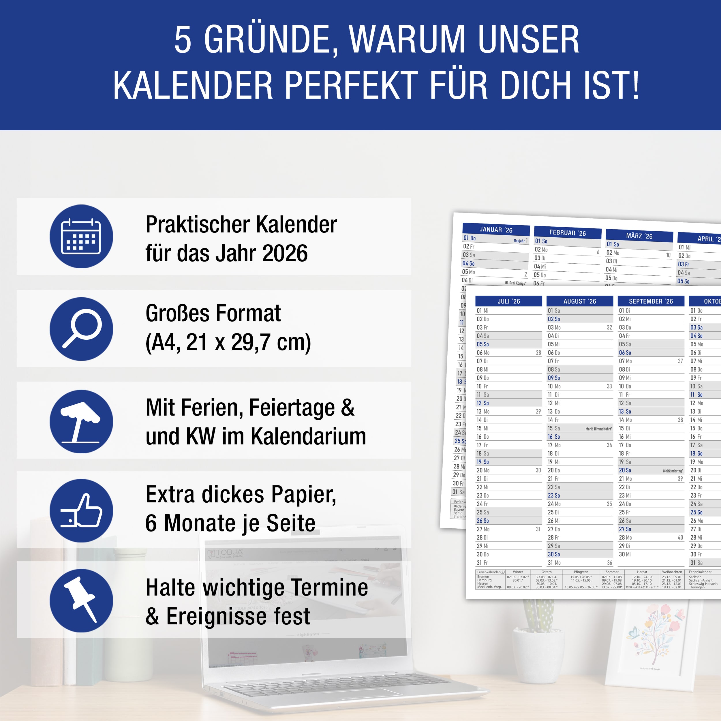 Tafelkalender 2026 "Blau" Tafelkalender 2026 "Blau"