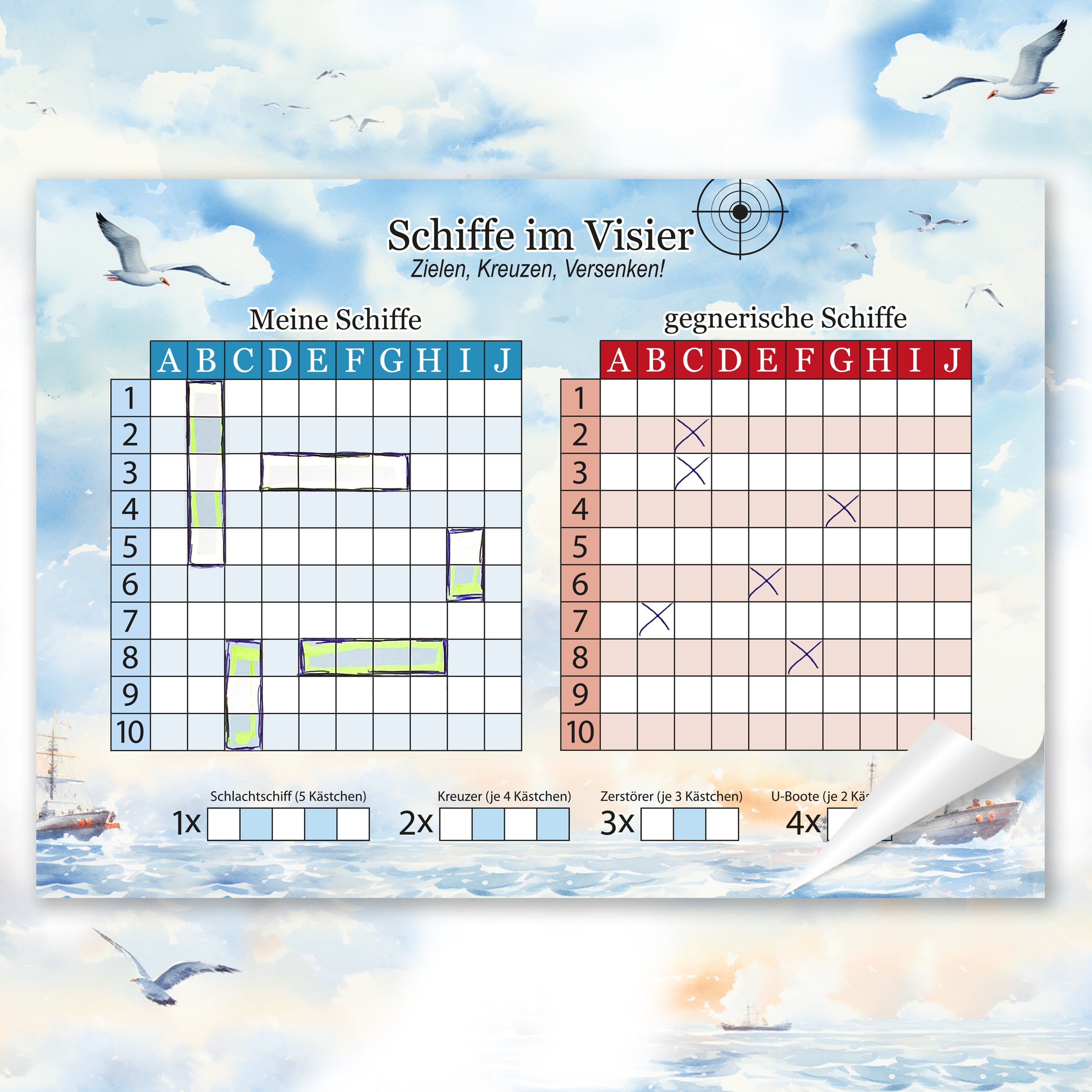 Schiffe versenken A4 Block