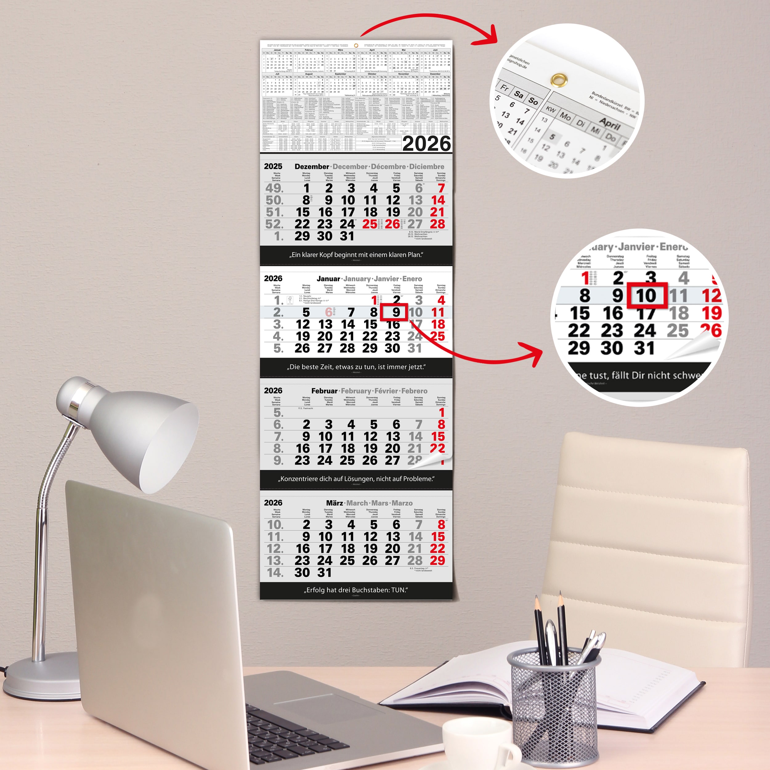 4 Monatskalender 2026 Wandkalender