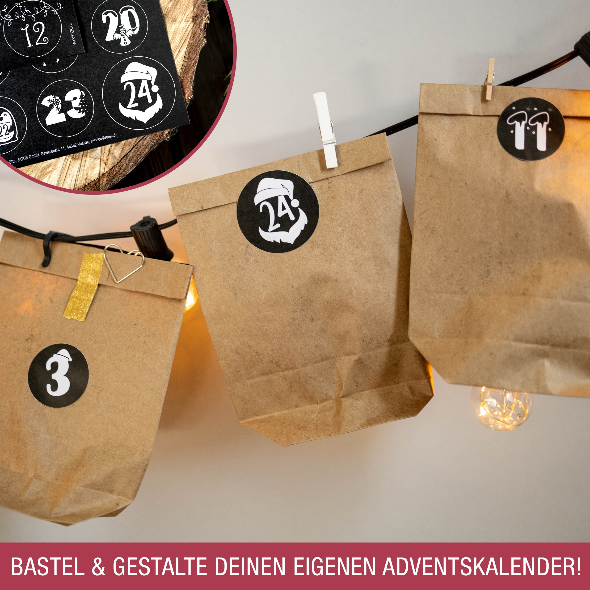 Adventsaufkleber Zahlen 1-24 schwarz-weiß Adventsaufkleber Zahlen 1-24 schwarz-weiß